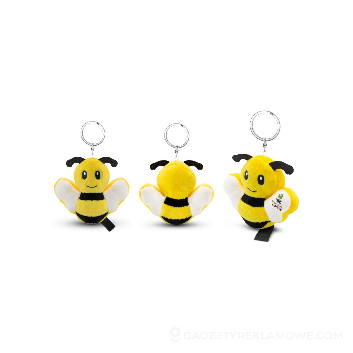 AXP-HE851-08-wariantu-watermark Pluszowa pszczoła RPET, brelok | Miro - żółta