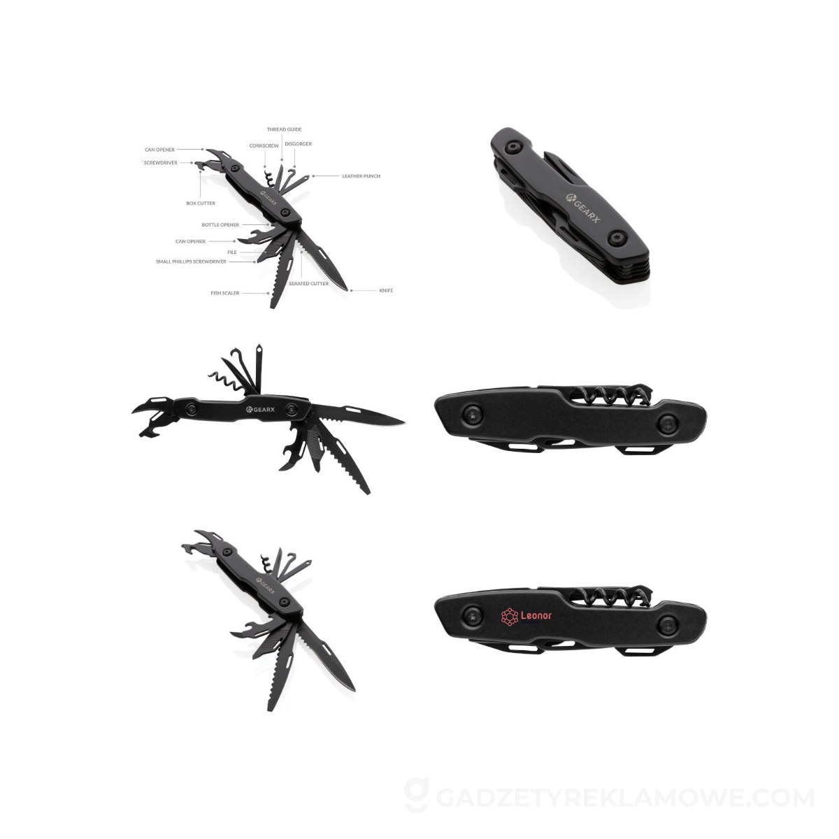 Narzędzie wielofunkcyjne Gear X, 13 el. - czarne