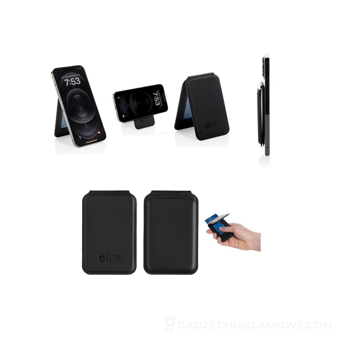 Magnetyczny portfel Magstand RPU, stojak na telefon - czarny