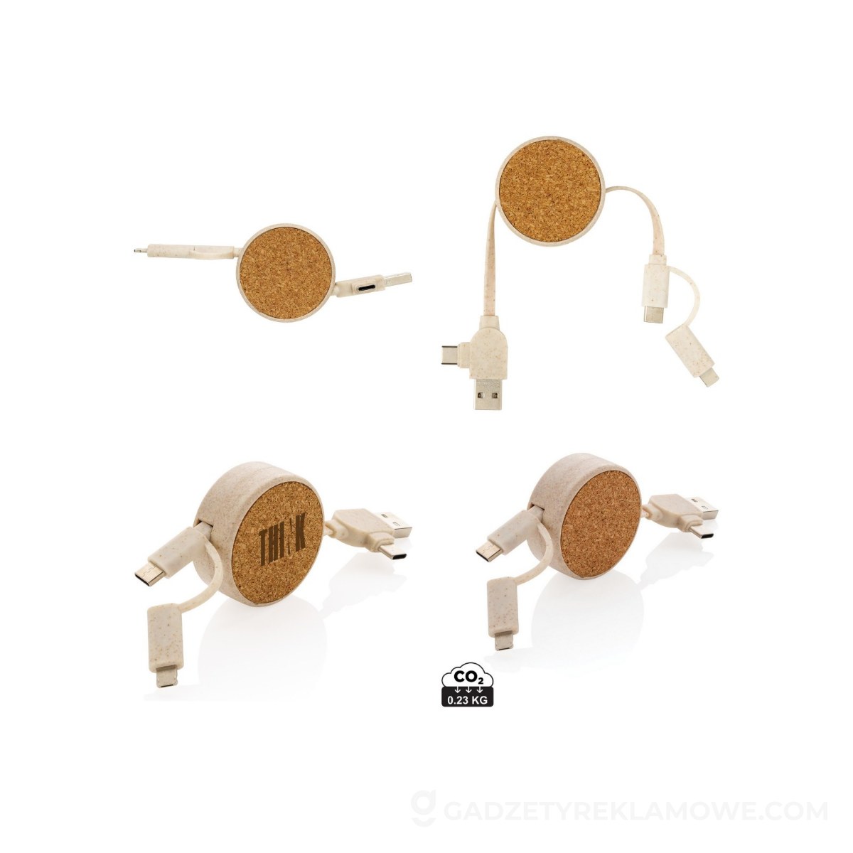 Zwijany kabel do ładowania - khaki