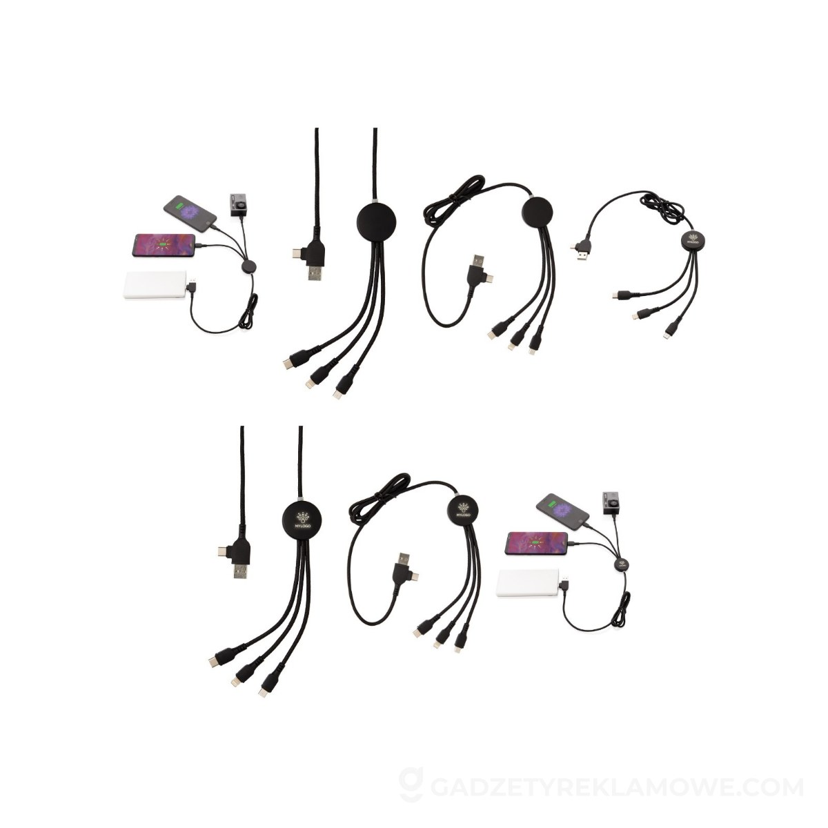 Kabel do ładowania z podświetleniem logotypu - czarny