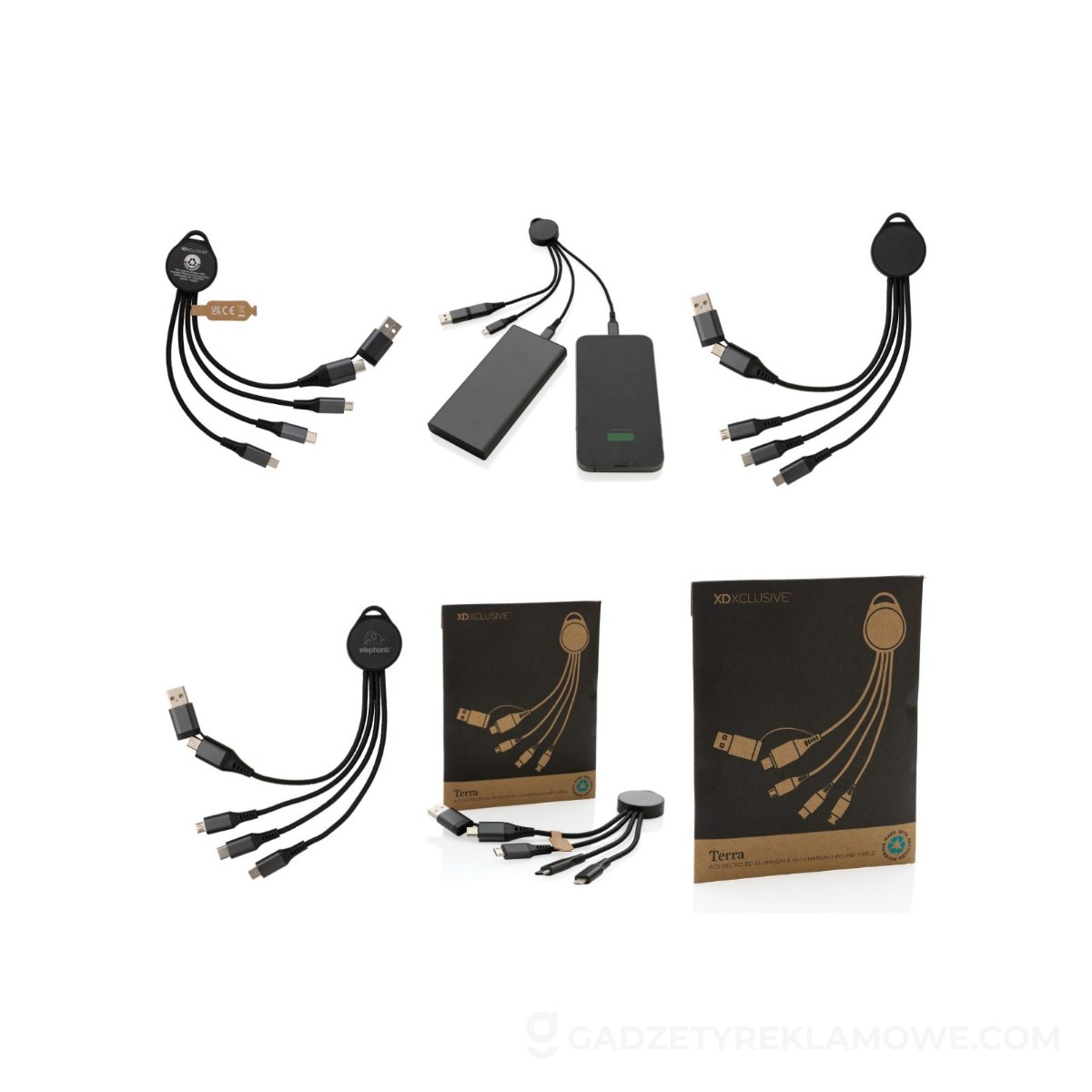 Kabel do ładowania 6 w 1 Terra - szary
