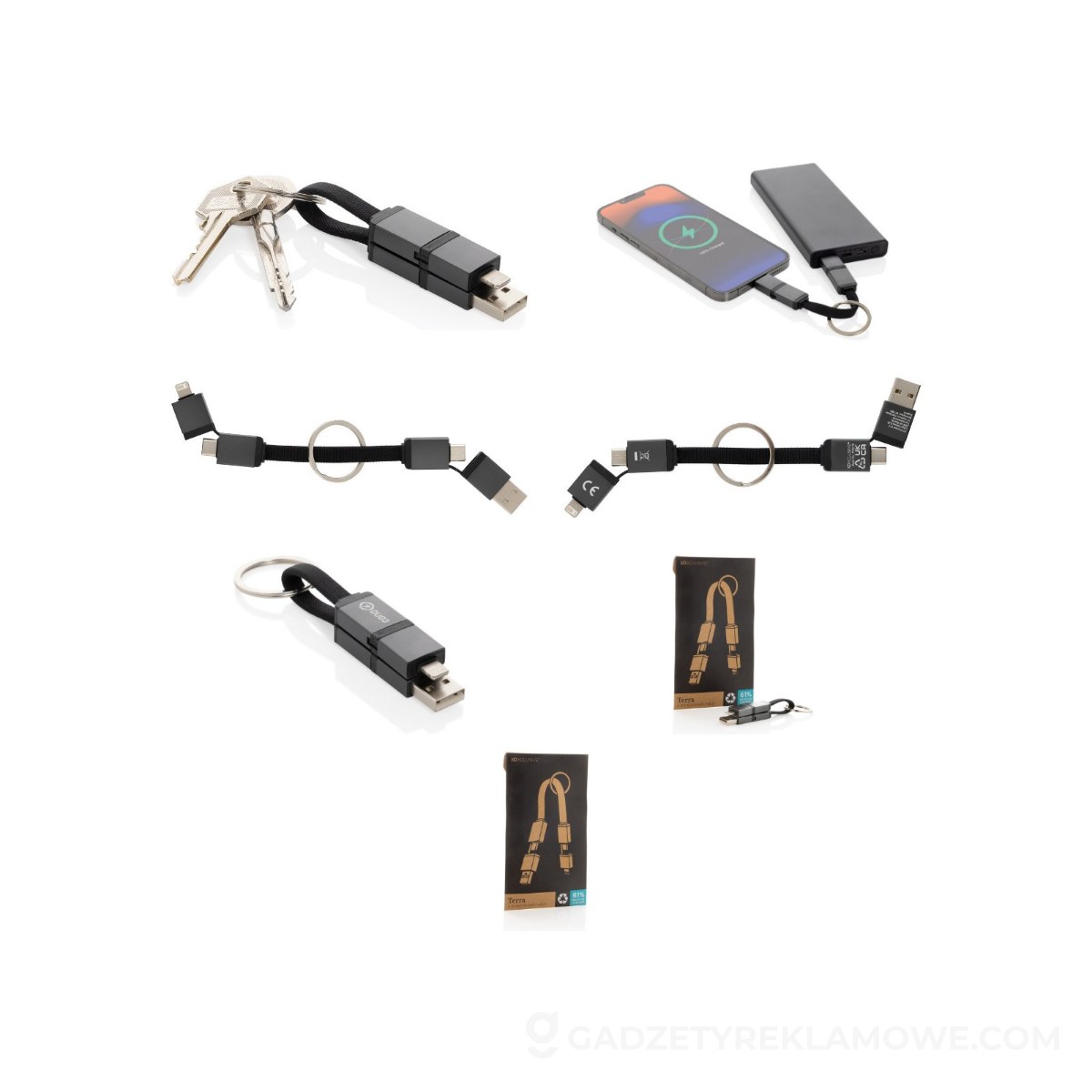 Kabel do ładowania 4 w 1 60W Terra - szary