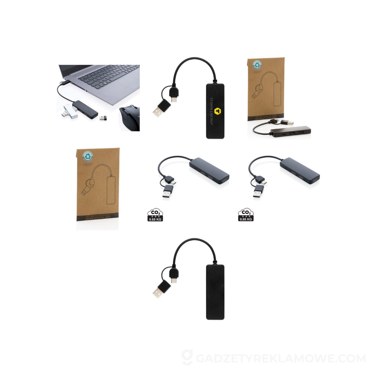 Hub USB 2.0 z USB C RABS - czarny