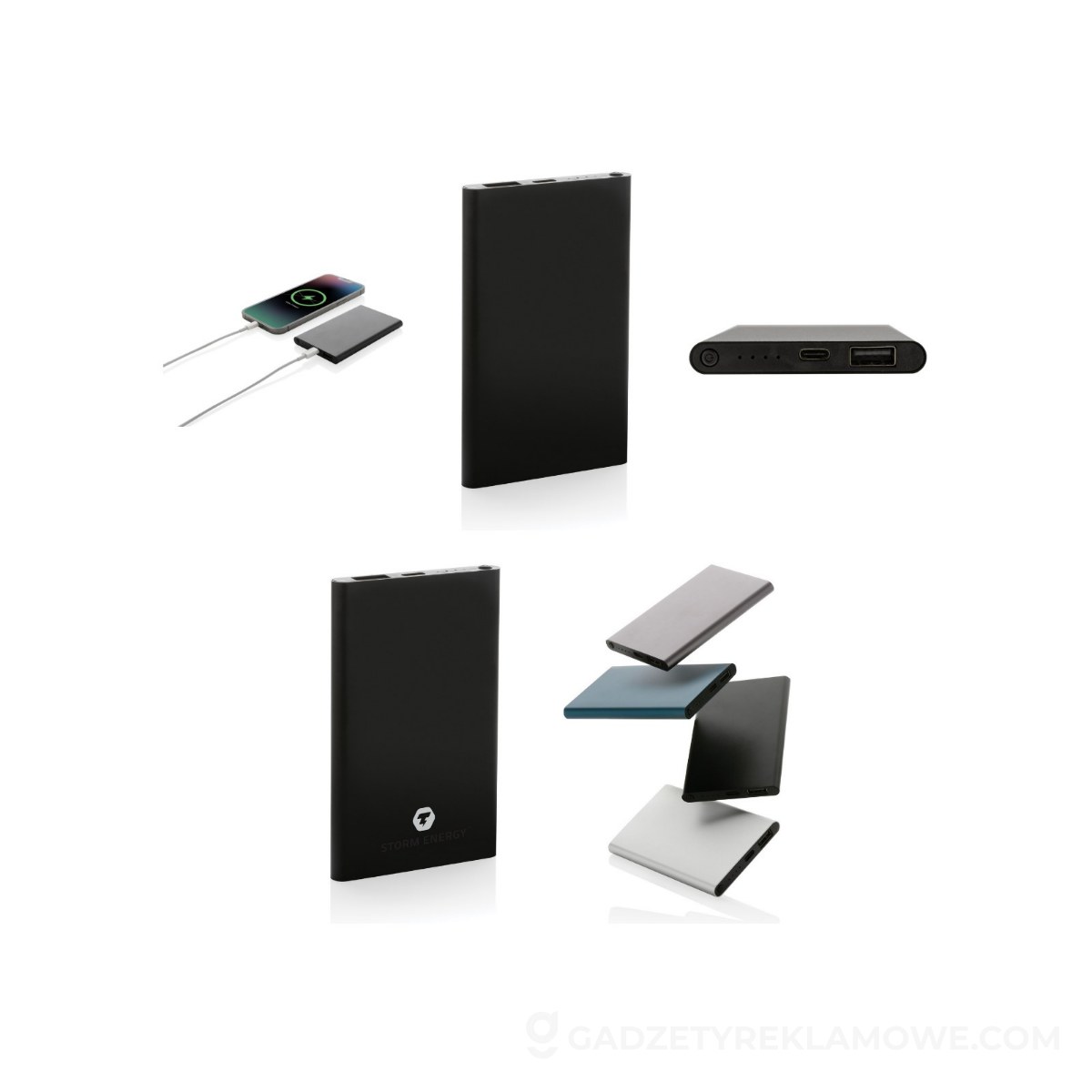 Power bank 4000 mAh z aluminium z recyklingu - czarny