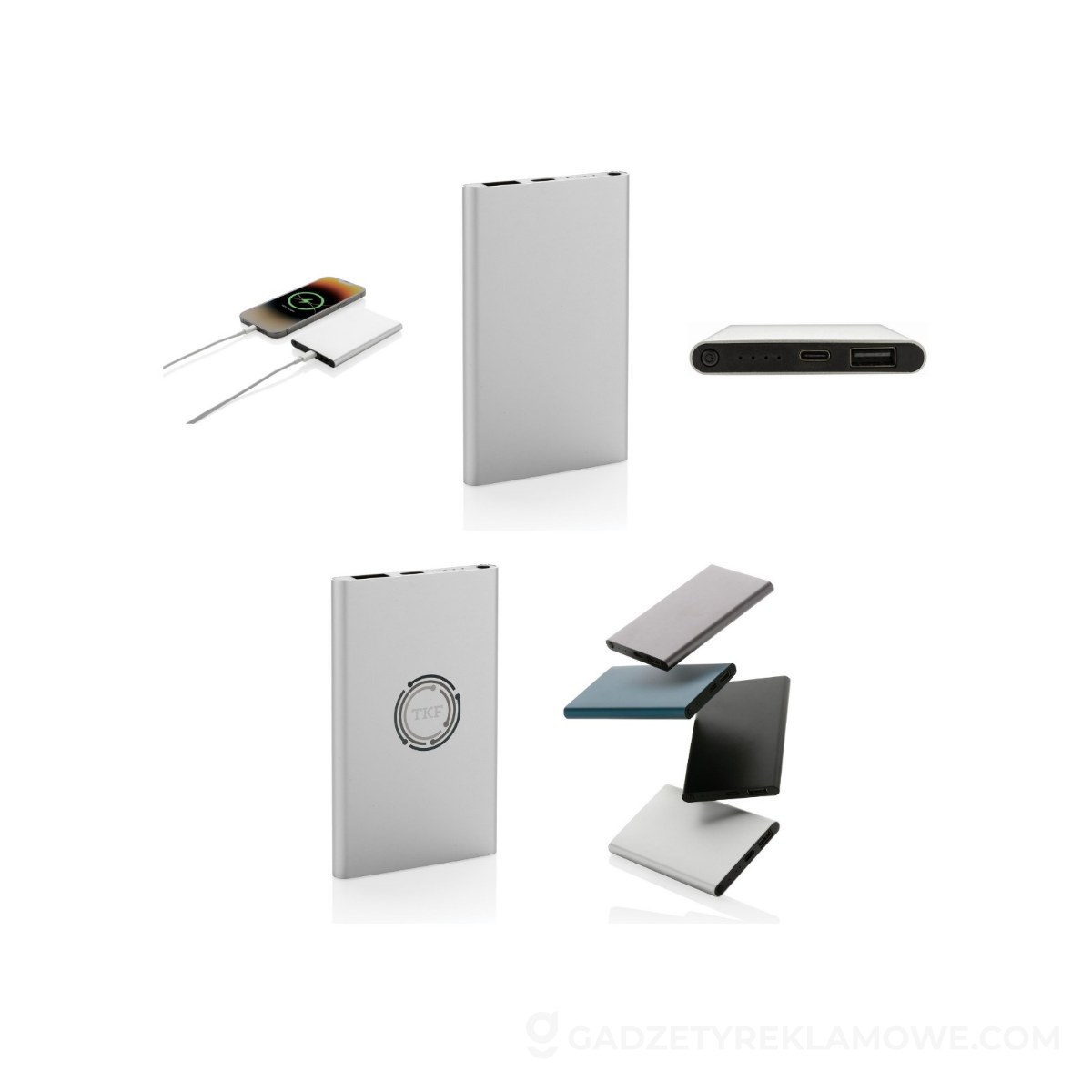Power bank 4000 mAh z aluminium z recyklingu - srebrny