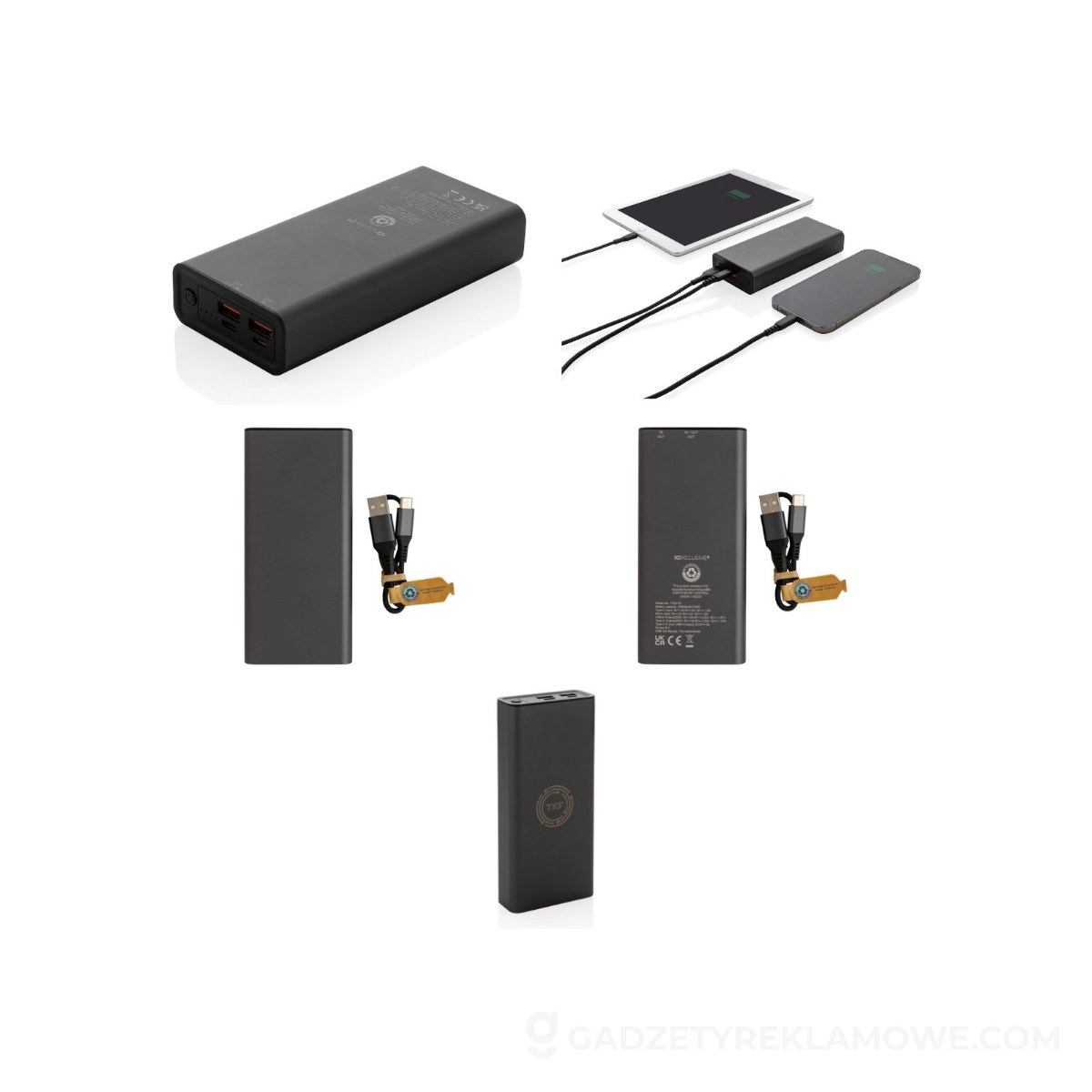 AXP-P322-632-wariantu-watermark Powerbank Terra 20000 mAh z aluminium z recyklingu - szary