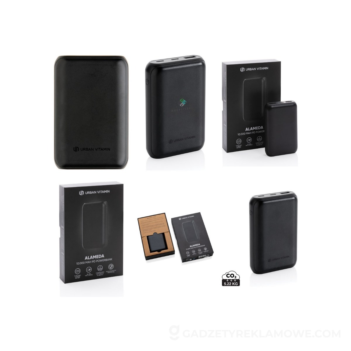 Szybki power bank 10000 mAh Urban Vitamin - czarny