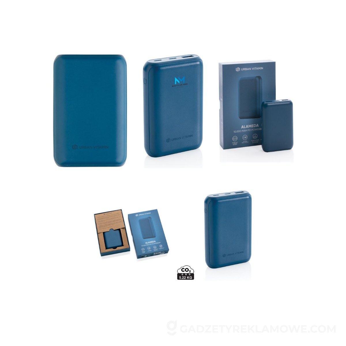 AXP-P322-705-wariantu-watermark Szybki power bank 10000 mAh Urban Vitamin - niebieski