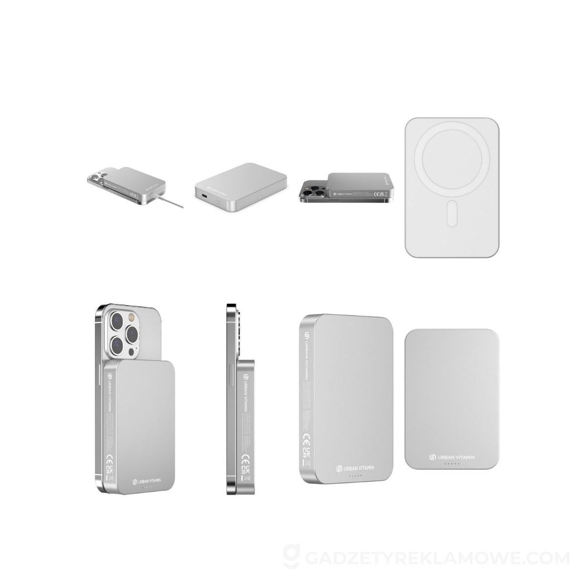 Power bank 10000 mAh Urban Vitamin Compton, RABS - srebrny
