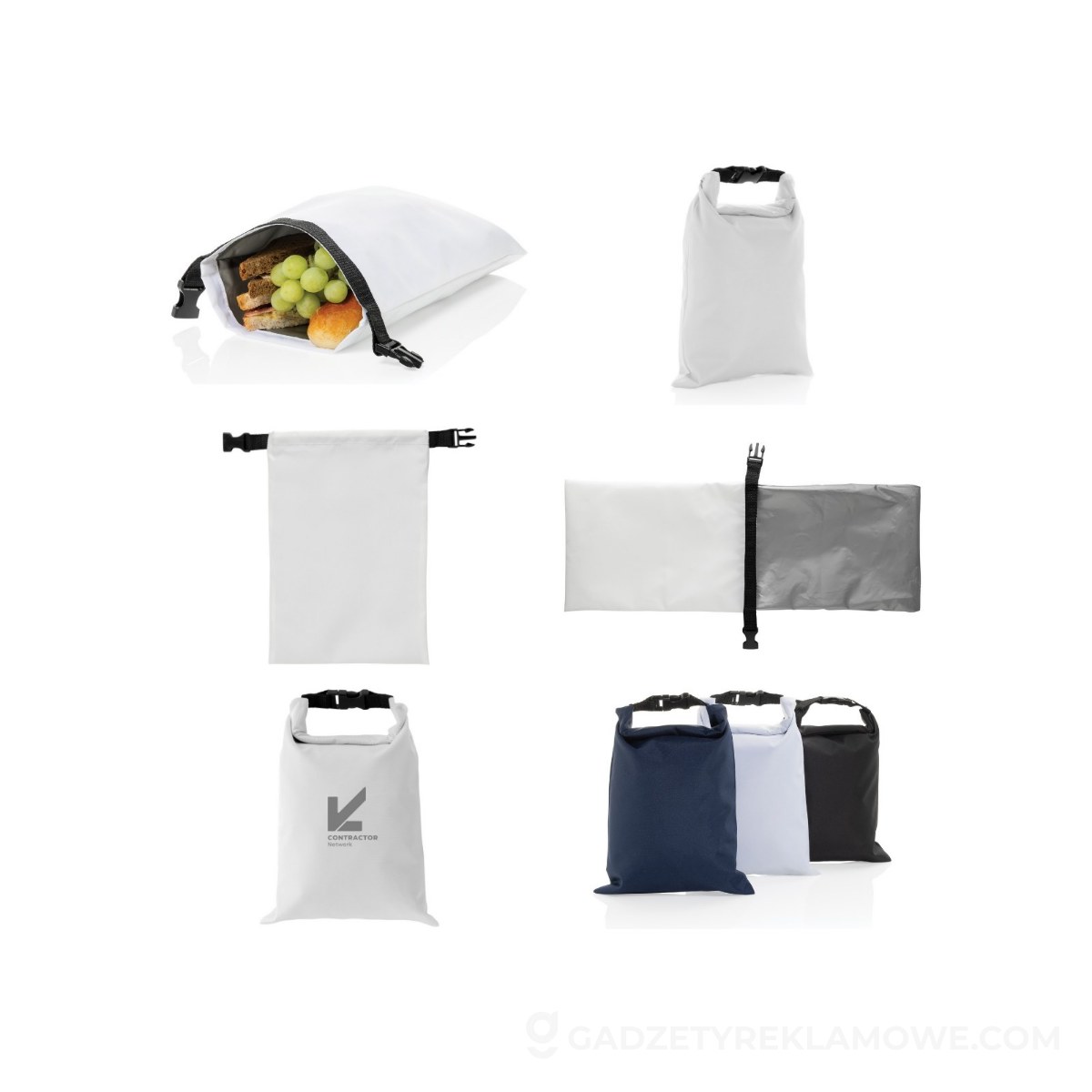 Zwijana torba termoizolacyjna Snackstrap - biała