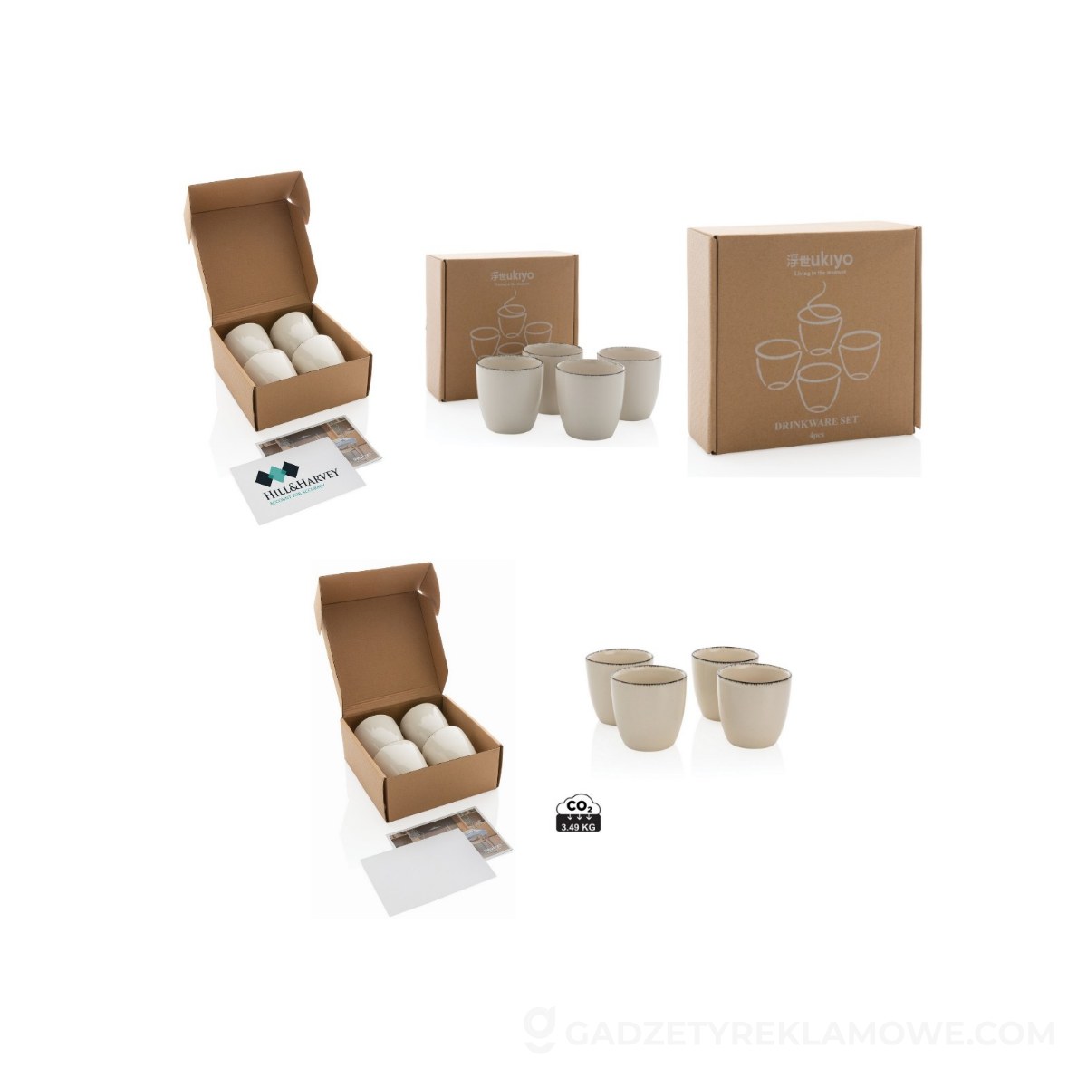 Zestaw kubków ceramicznych 120 ml Ukiyo, 4 el. - białe