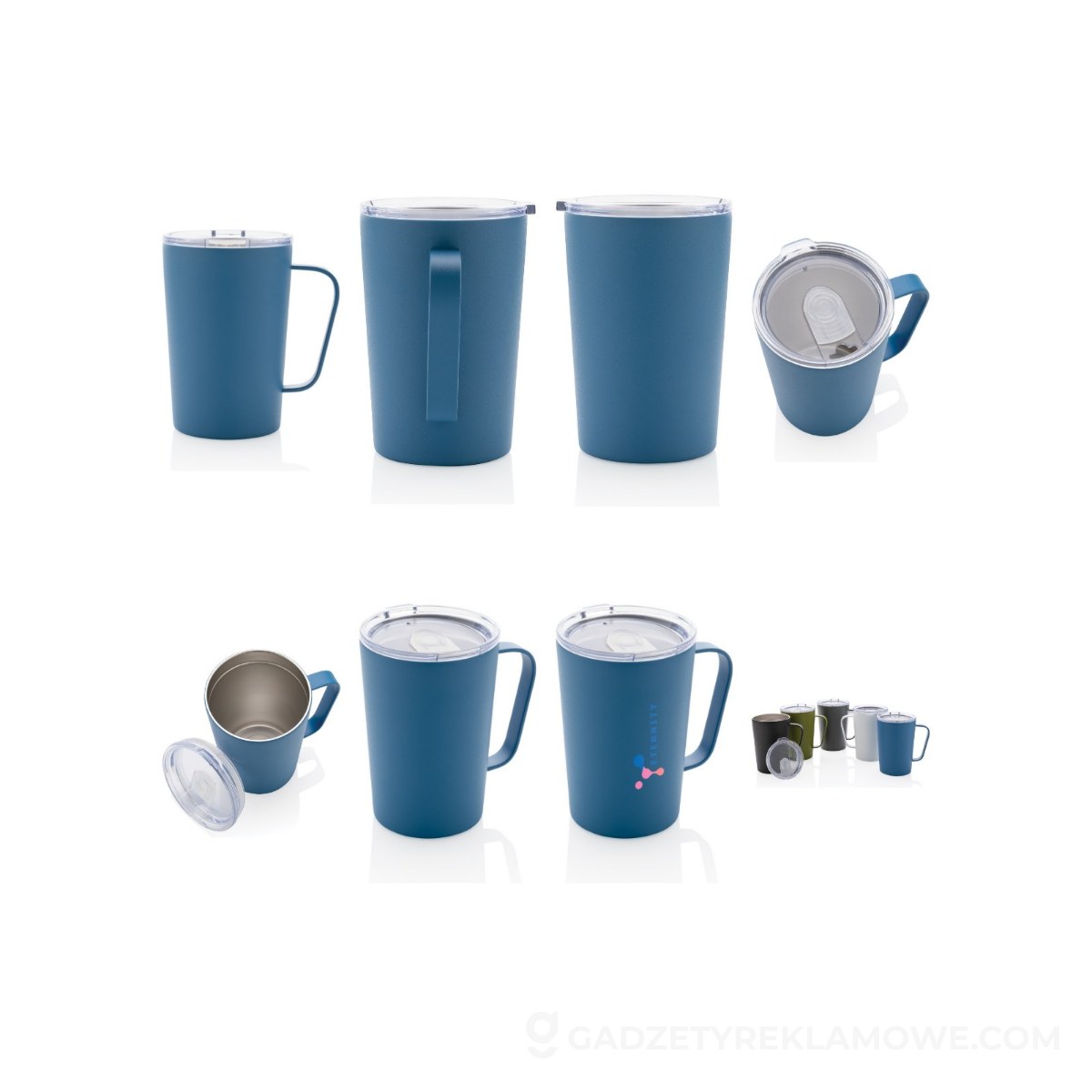 Kubek termiczny 420 ml, stal nierdzewna z recyklingu - niebieski