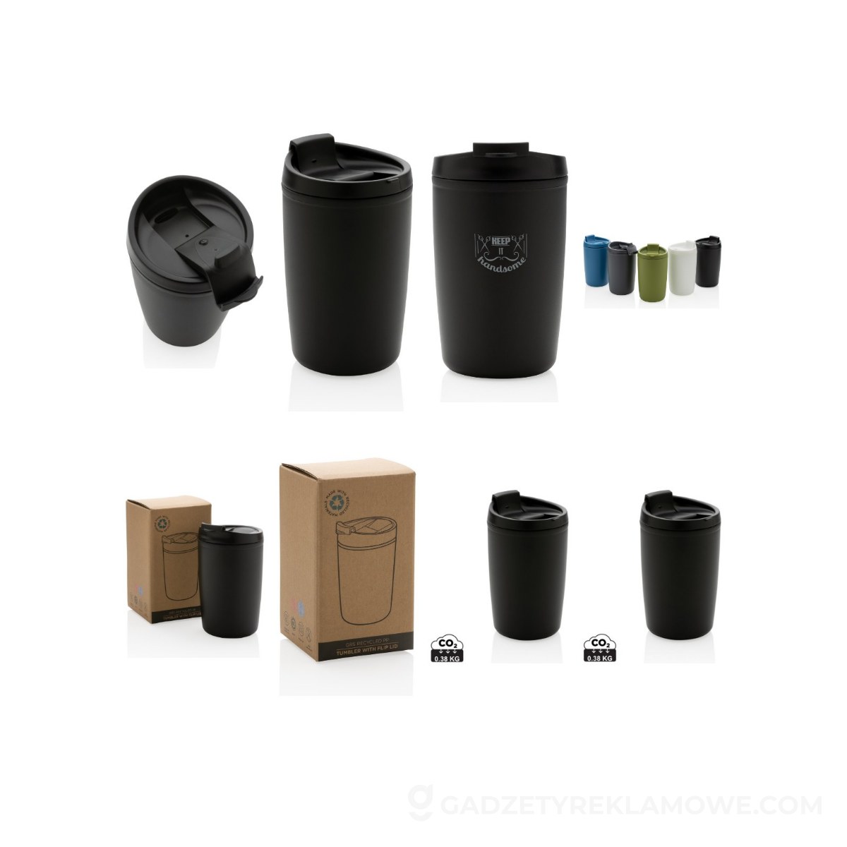 Kubek podróżny 300 ml z PP z recyklingu - czarny