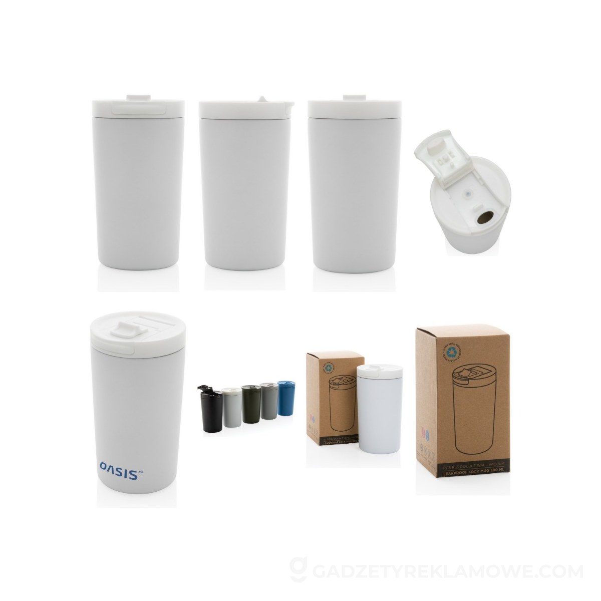 Kubek termiczny 300 ml, stal nierdzewna z recyklingu - biały