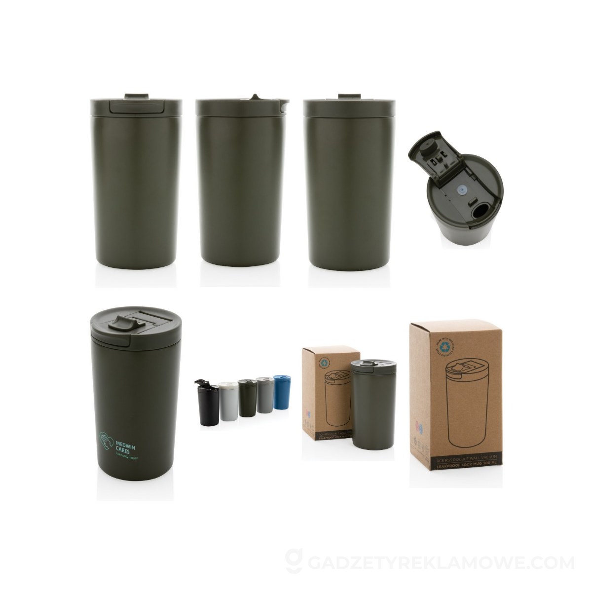 Kubek termiczny 300 ml, stal nierdzewna z recyklingu - zielony