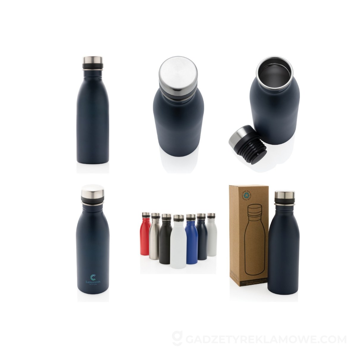 Butelka sportowa 500 ml ze stali nierdzewnej z recyklingu - niebieska