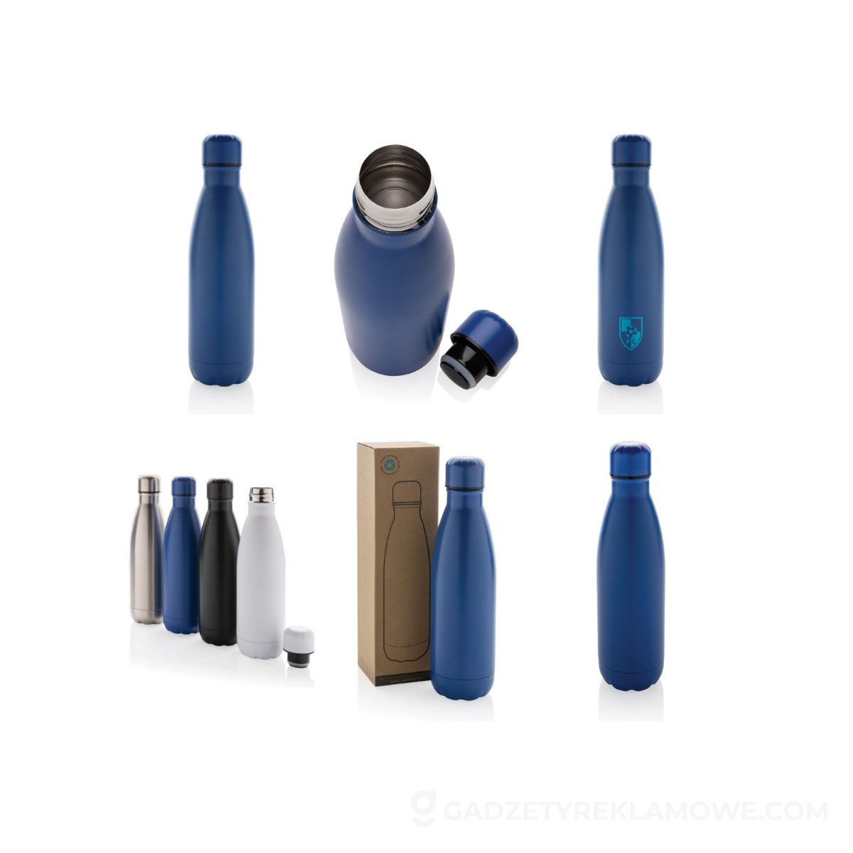 Butelka sportowa 500 ml Eureka, stal nierdzewna z recyklingu - niebieska