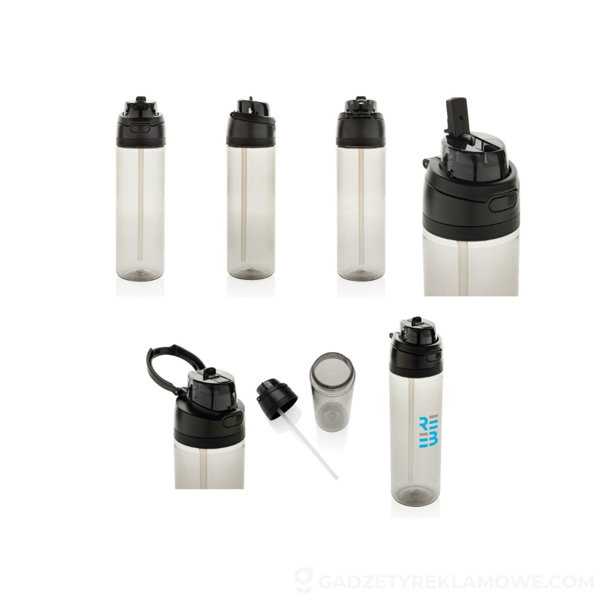 Butelka sportowa 800 ml Omni Sip RPET - czarna