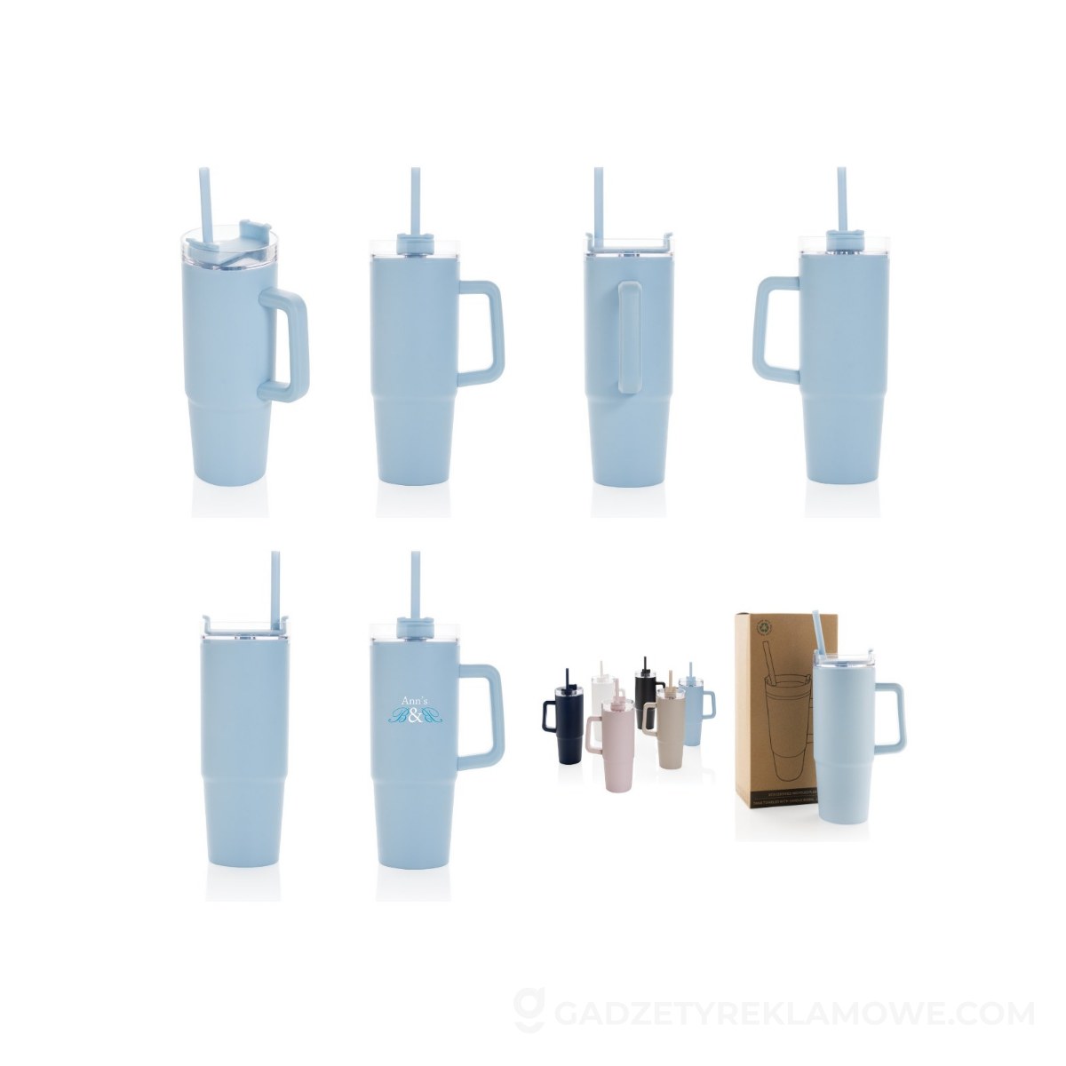 AXP-P437-1005-wariantu-watermark Kubek podróżny Tana 900 ml z plastiku z recyklingu - niebieski