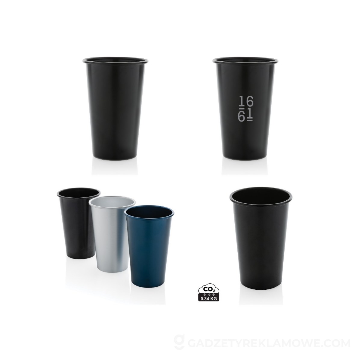 Lekki kubek podróżny Alo 450 ml, aluminium z recyklingu - czarny