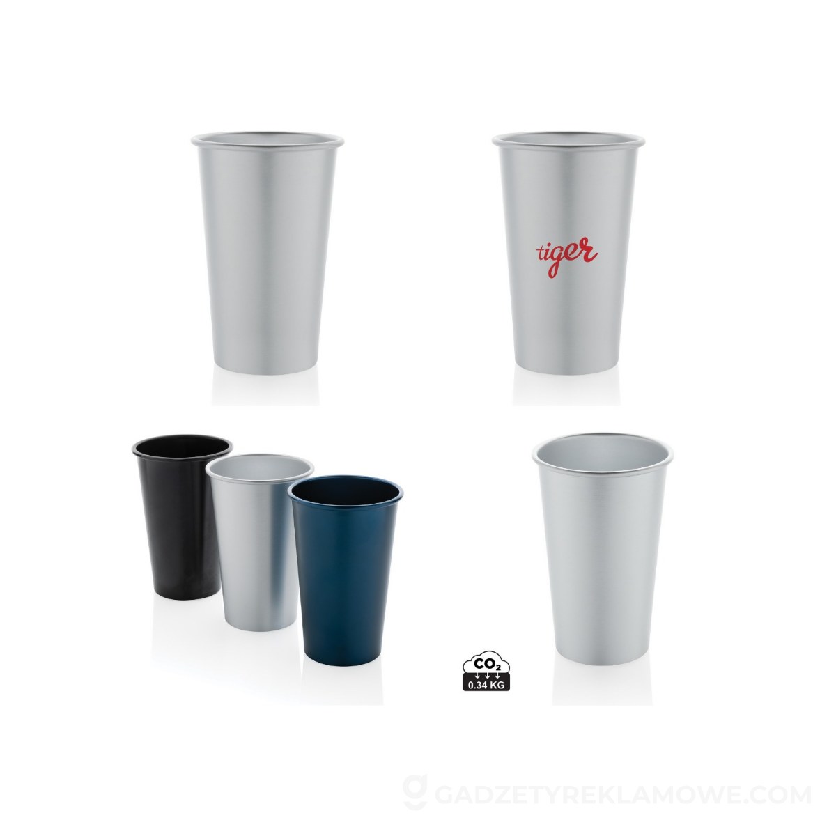 Lekki kubek podróżny Alo 450 ml, aluminium z recyklingu - srebrny