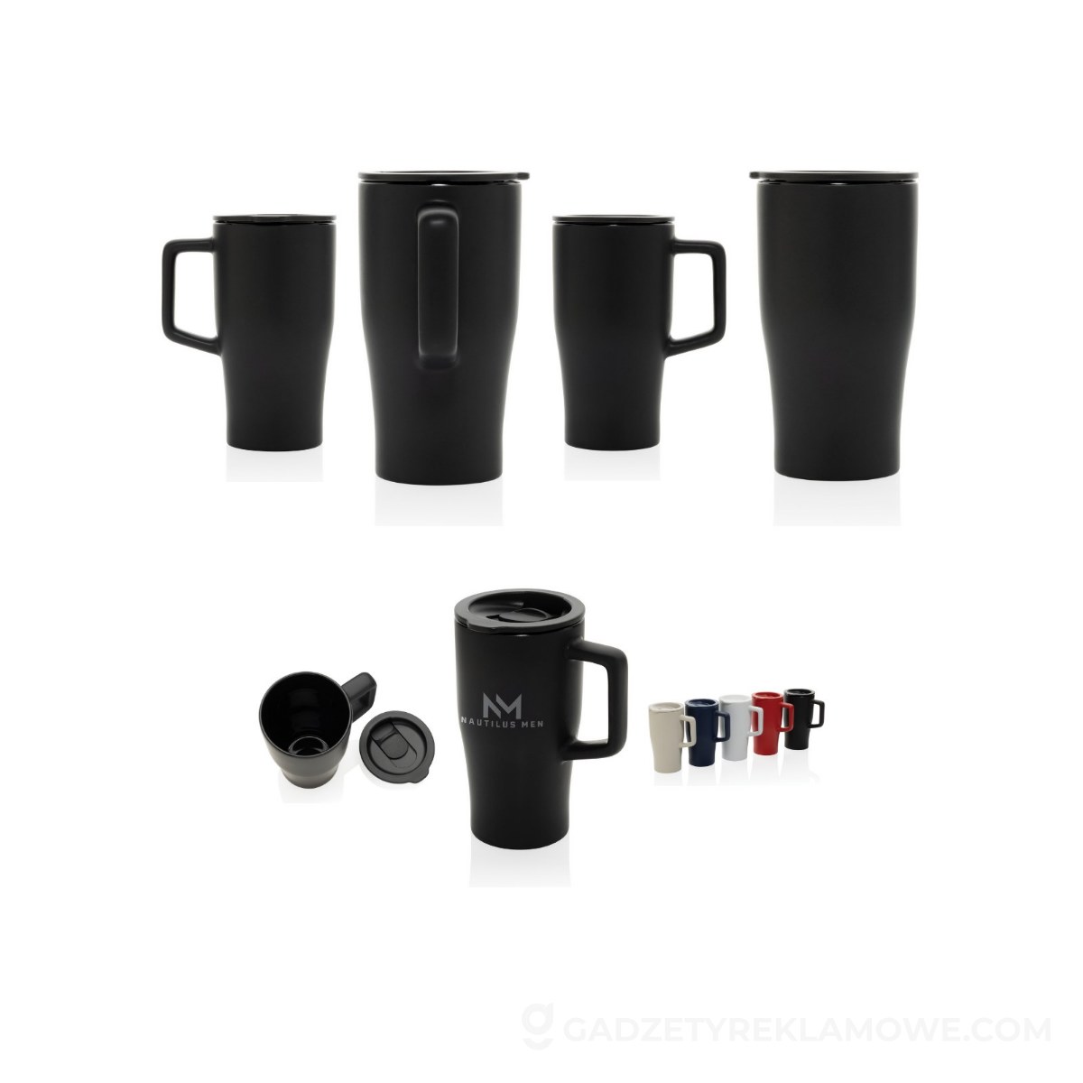 Ceramiczny kubek podróżny 490 ml - czarny