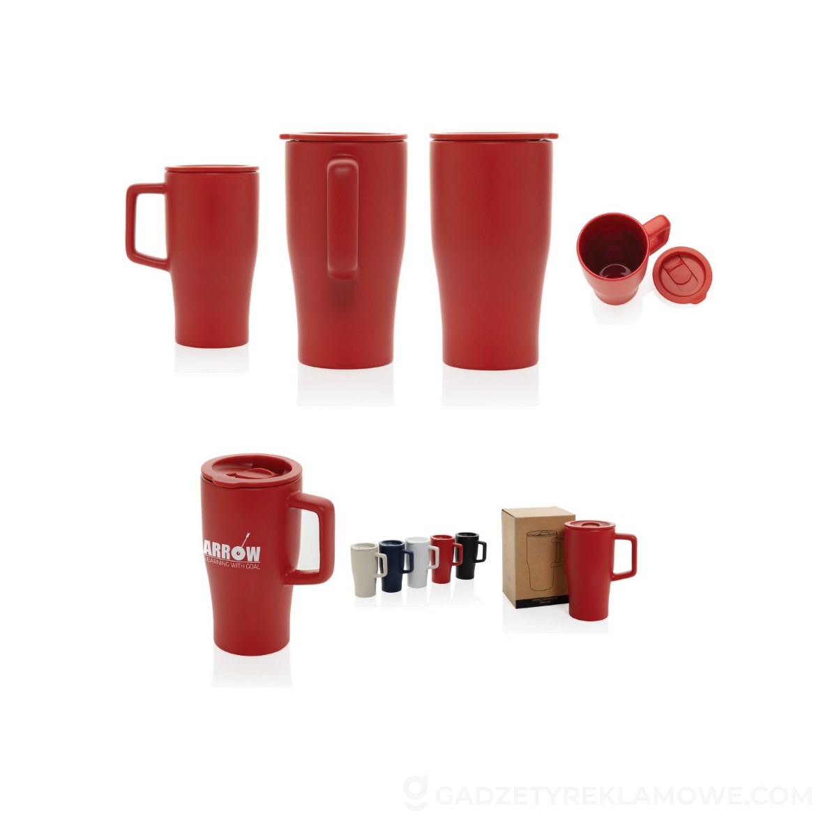 Ceramiczny kubek podrożny 490 ml - czerwony