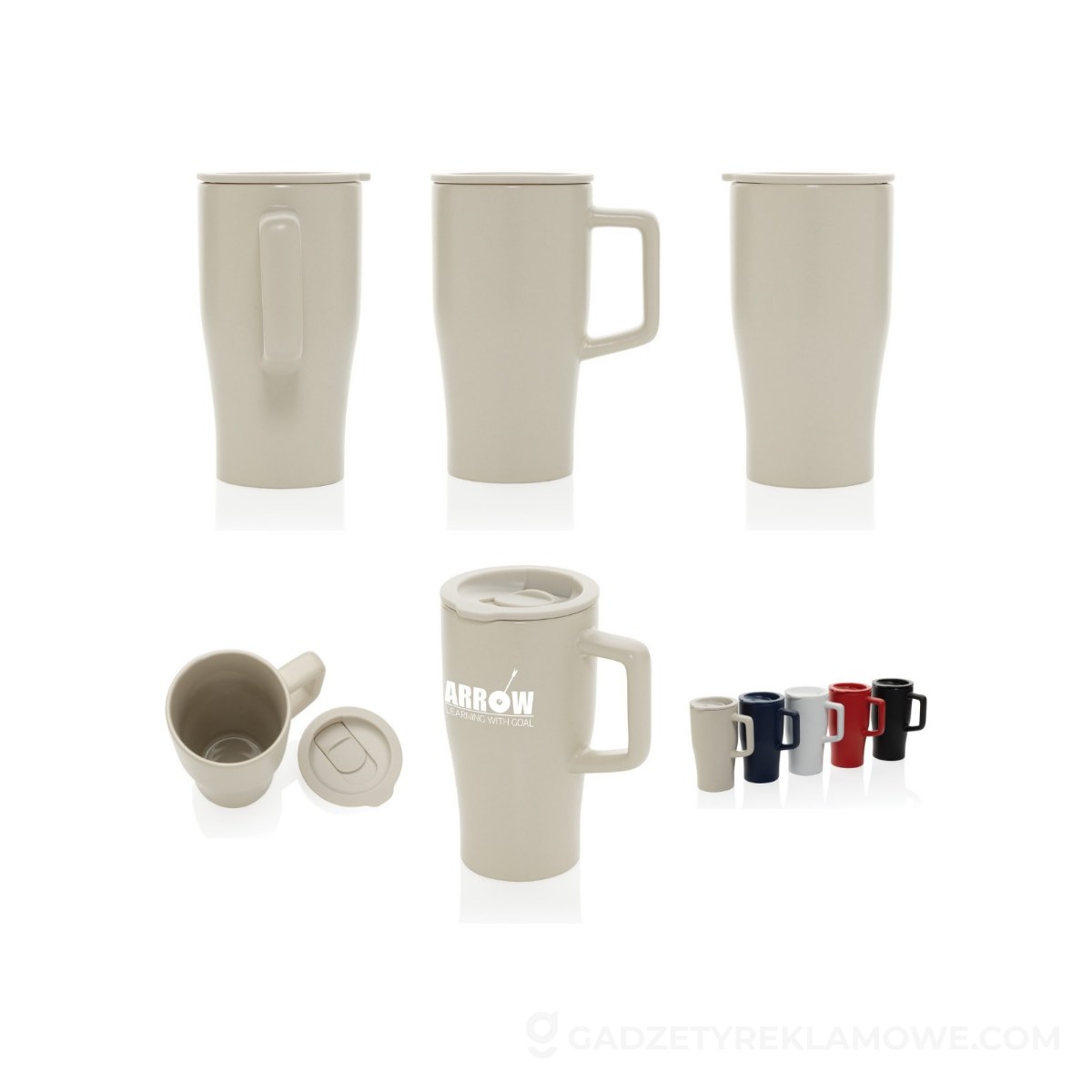 Ceramiczny kubek podróżny 490 ml - szary