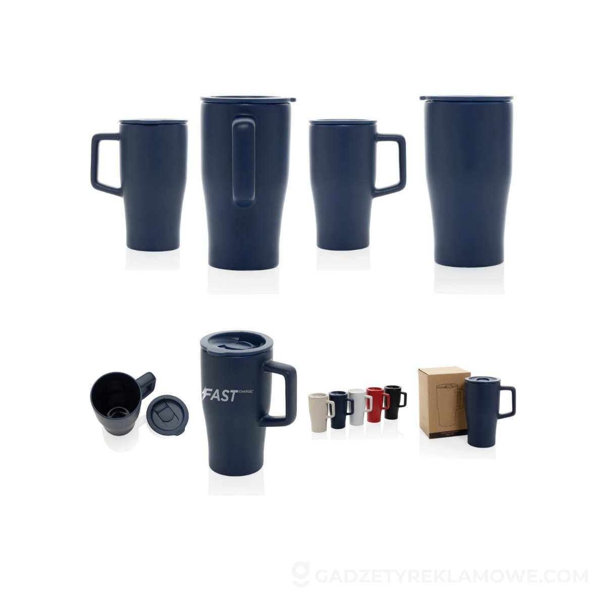 Ceramiczny kubek podrożny 490 ml - granatowy