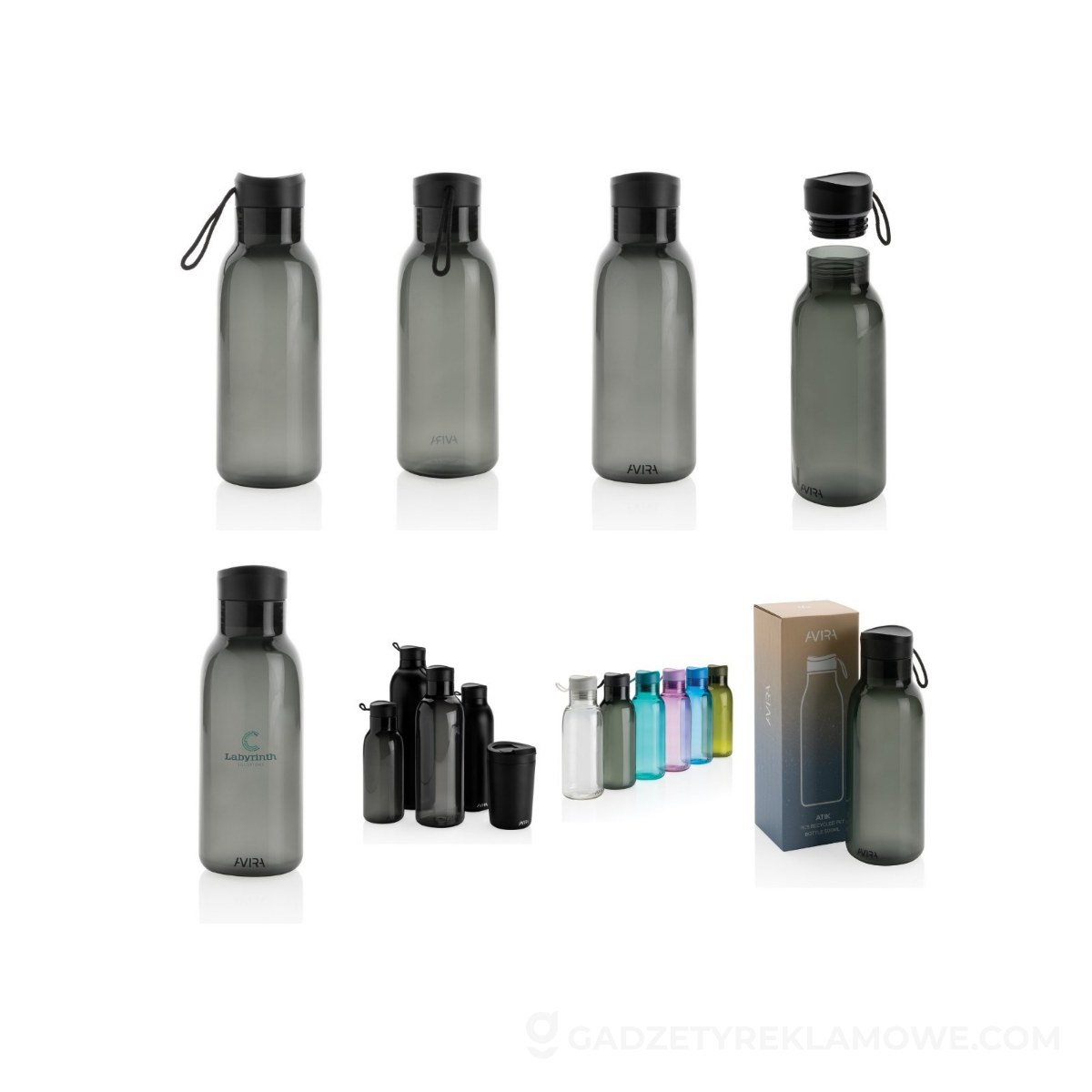 Butelka sportowa 500 ml Avira Atik z RPET - czarna