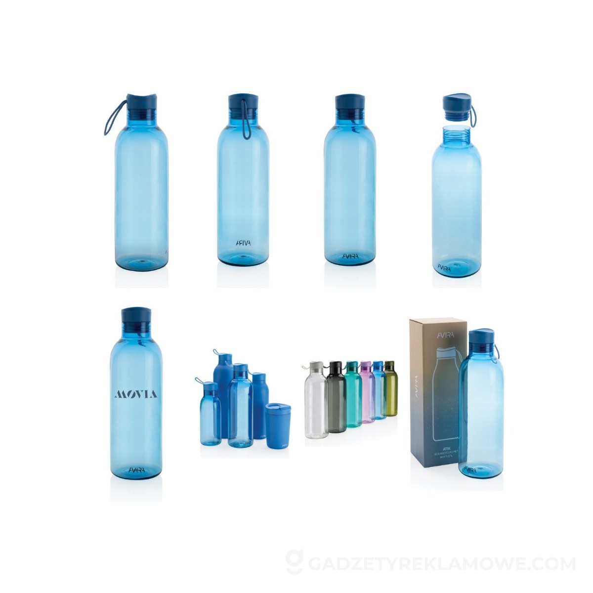 Butelka sportowa 1000 ml Avira Atik z RPET - niebieska