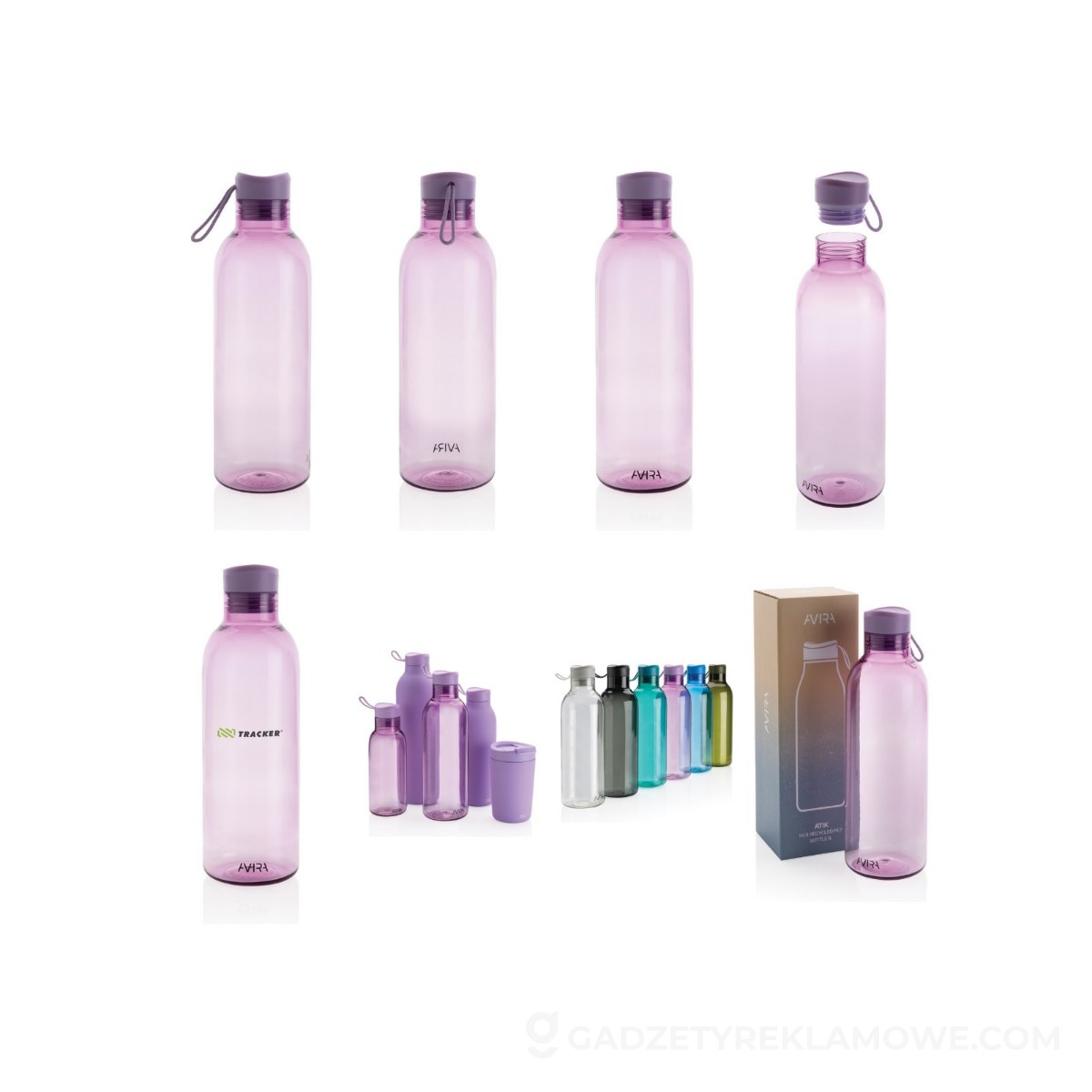 Butelka sportowa 1000 ml Avira Atik z RPET - fioletowa