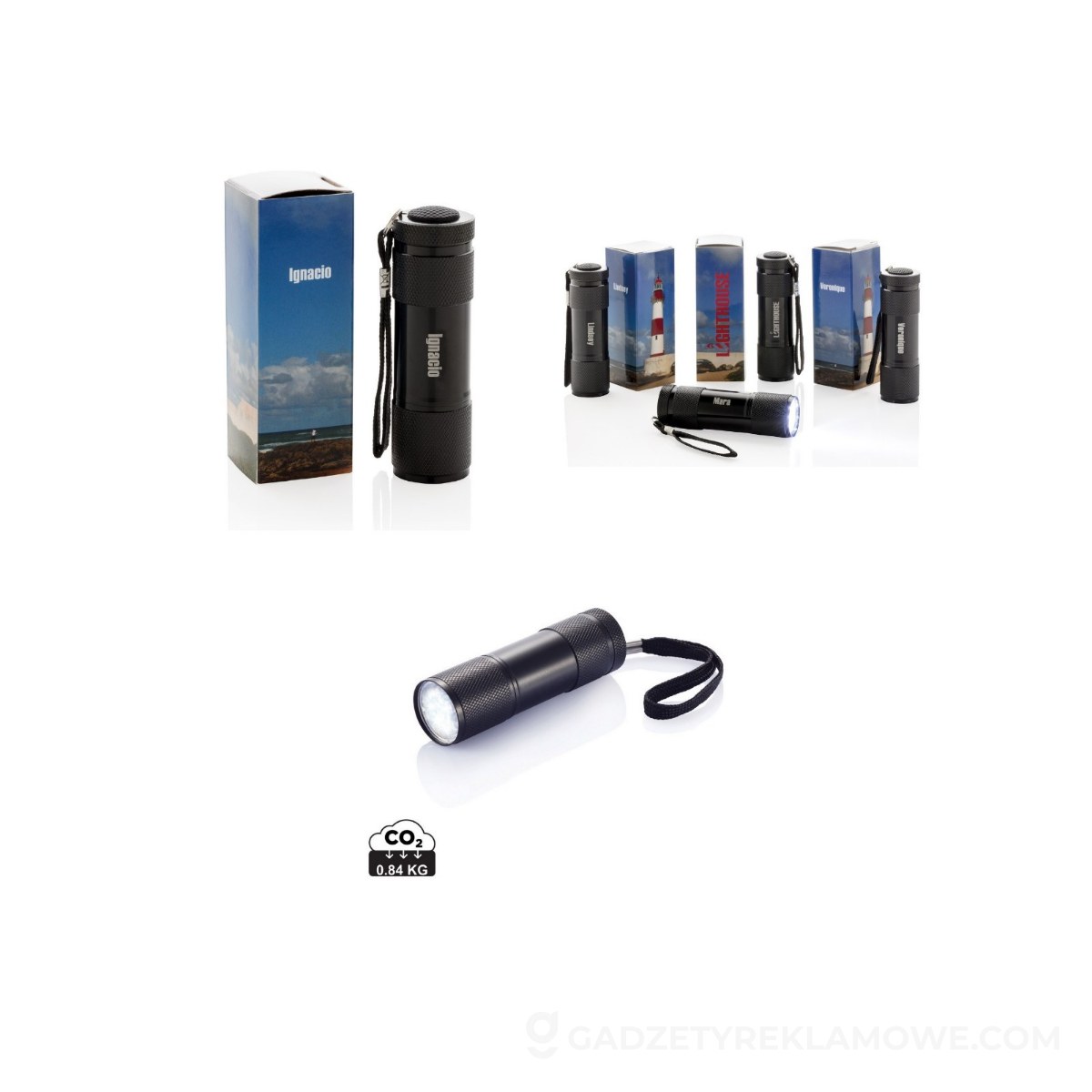 Latarka 9 LED Quattro - czarna