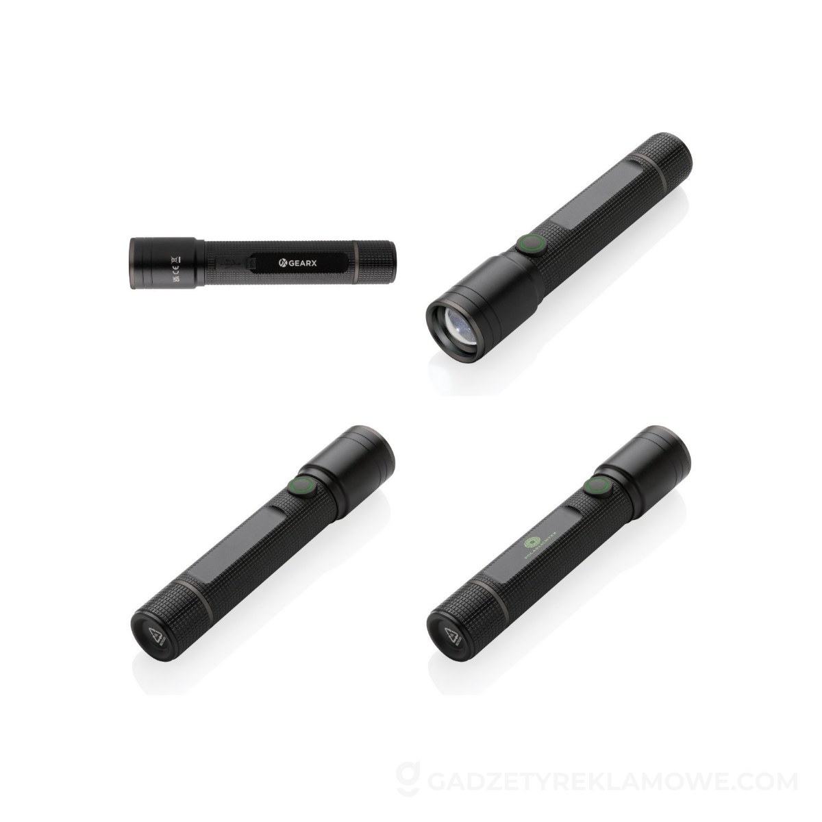 Kieszonkowa latarka Gear X, ładowana przez USB, aluminium z recyklingu - czarna