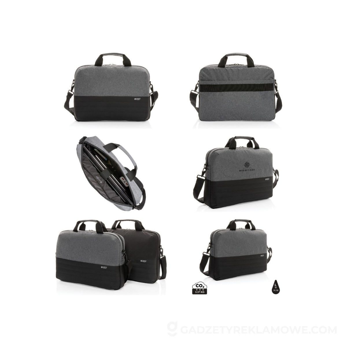 Torba na laptopa 15,6" Swiss Peak AWARE™, ochrona RFID - szara