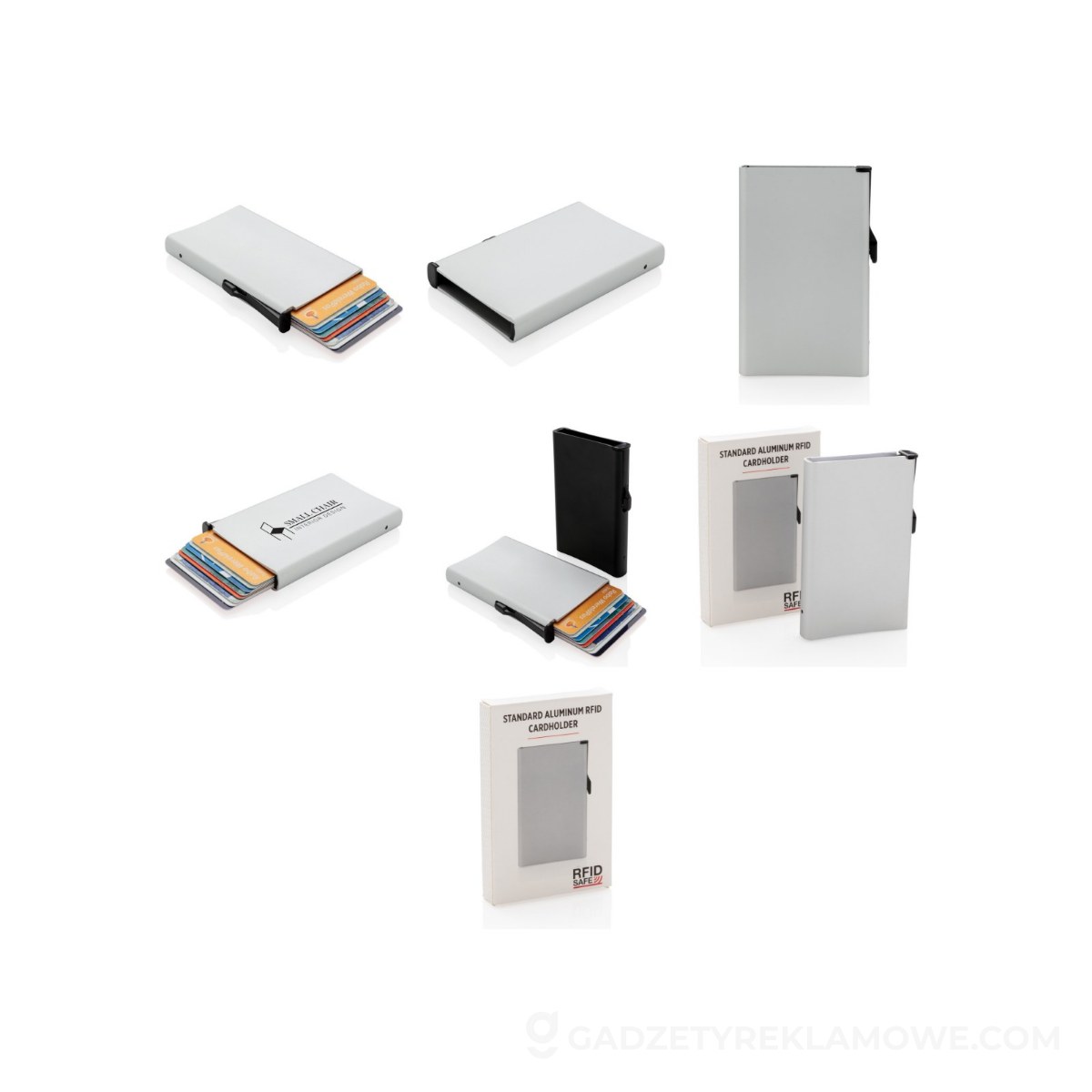 Etui na karty kredytowe, ochrona RFID - srebrne