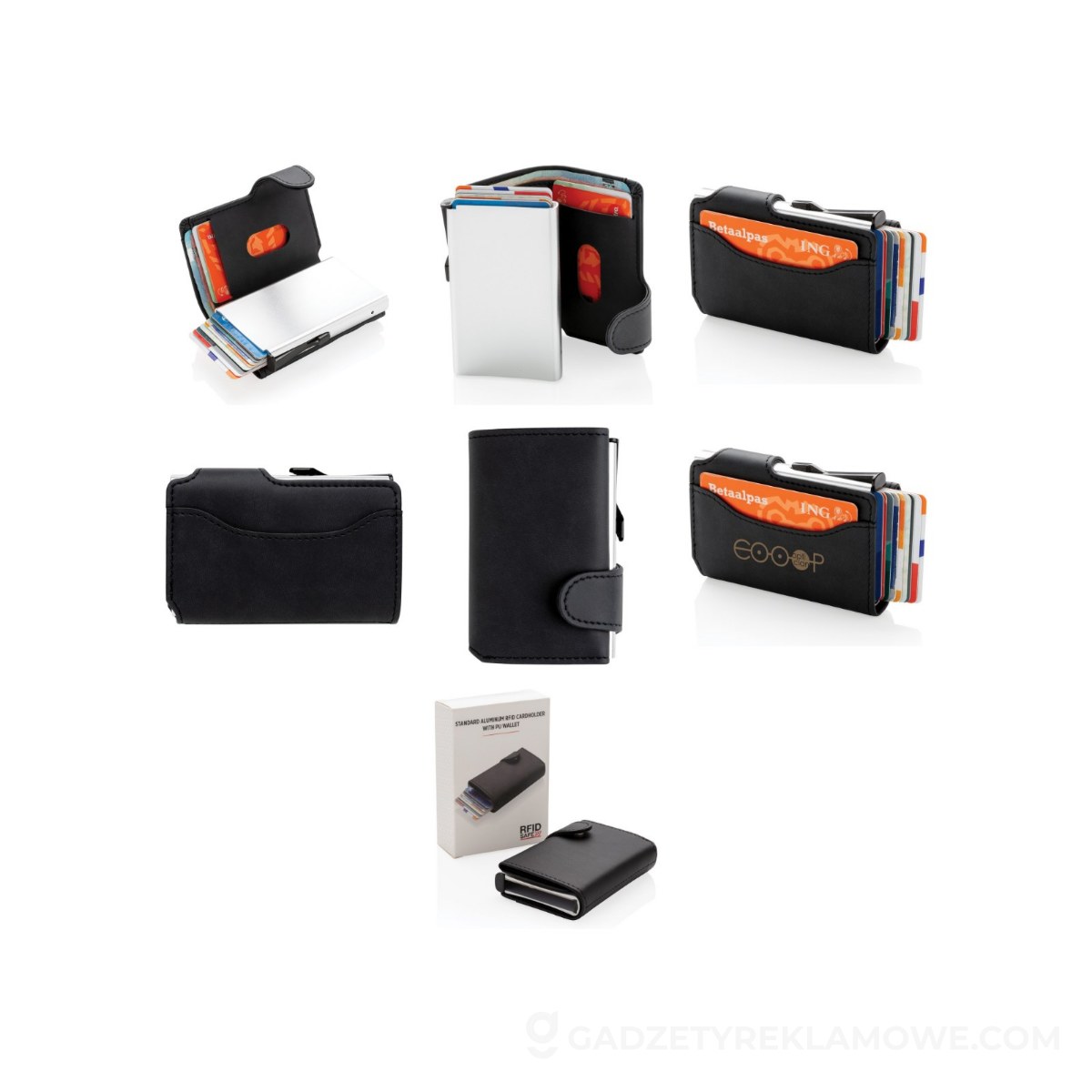 Etui na karty kredytowe, portfel, ochrona RFID - czarne