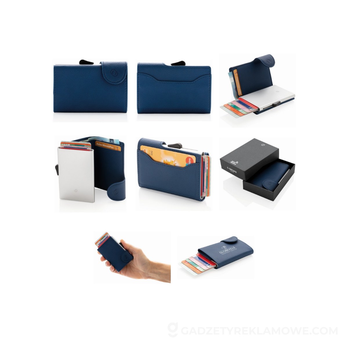 Etui na karty kredytowe i portfel C-Secure, ochrona RFID - niebieskie