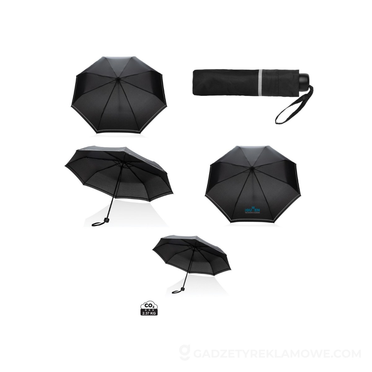 Mały parasol 20.5" Impact AWARE™ rPET - czarny