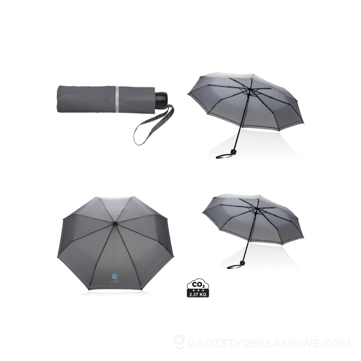 Mały parasol 20.5" Impact AWARE™ rPET - szary