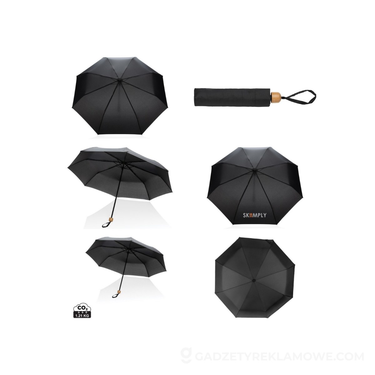 Mały bambusowy parasol 20.5" Impact AWARE™ rPET - czarny