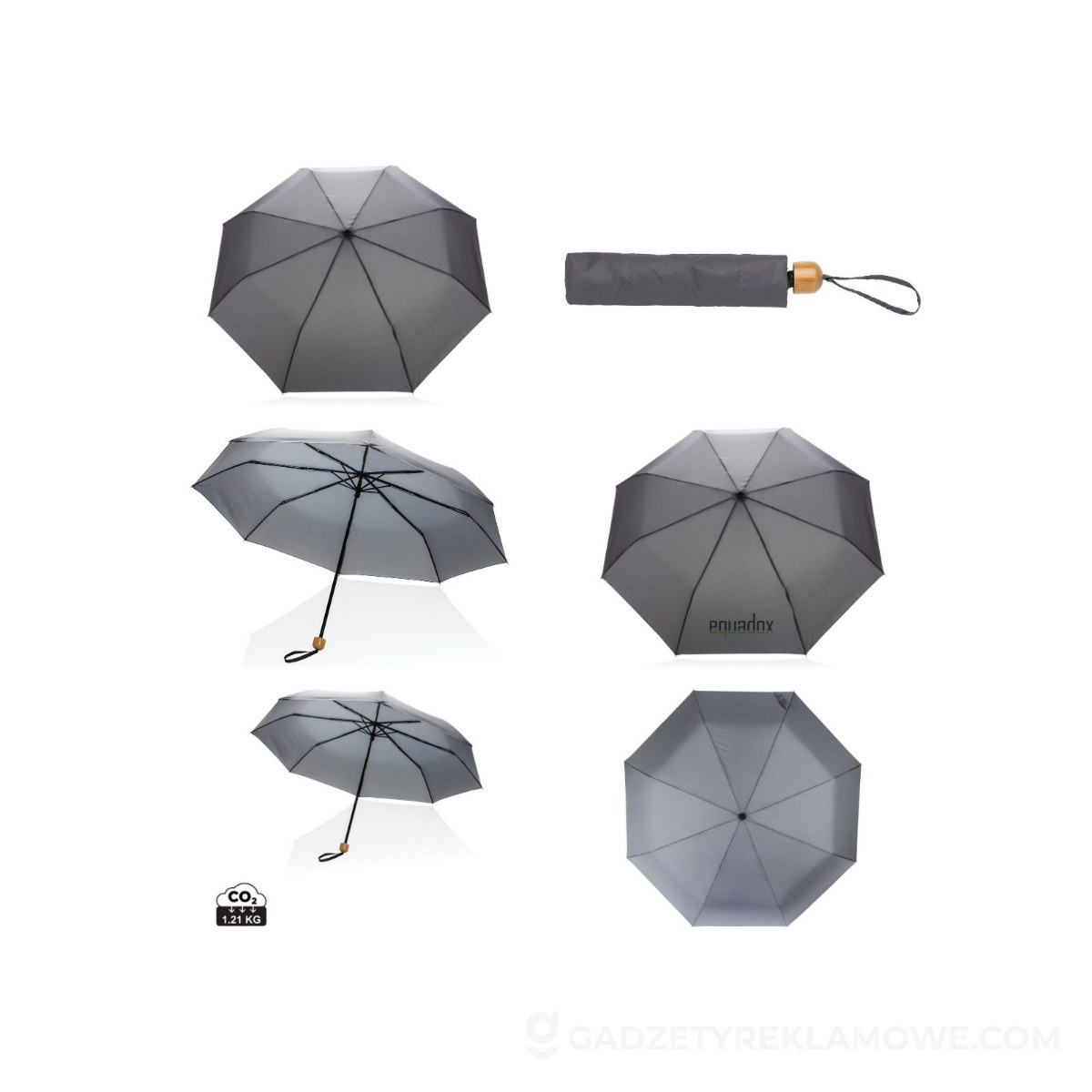 Mały bambusowy parasol 20.5" Impact AWARE™ rPET - szary