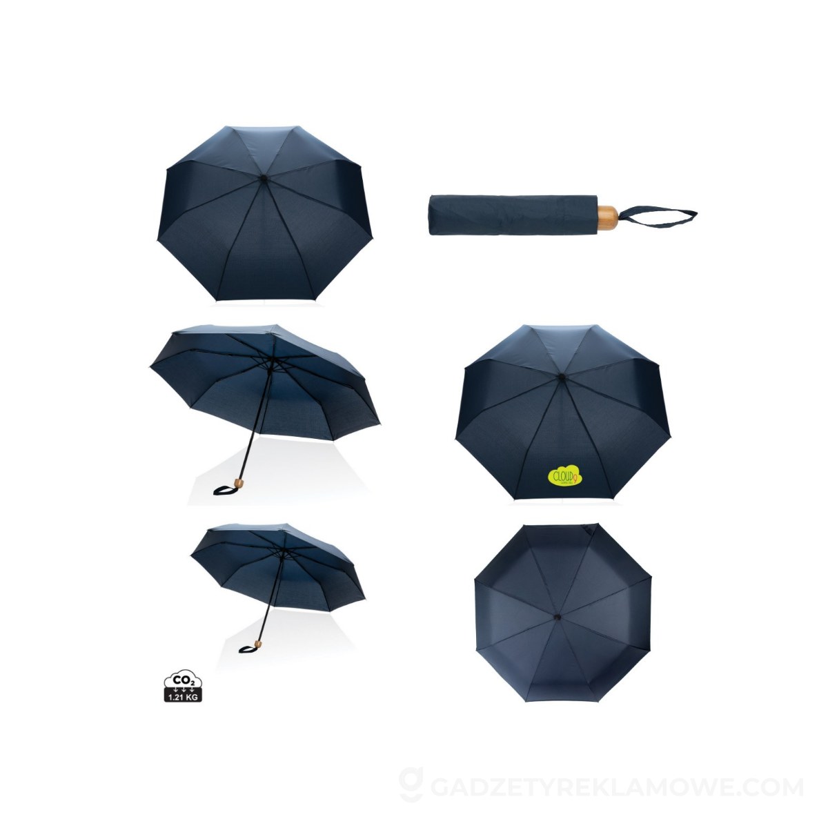 Mały bambusowy parasol 20.5" Impact AWARE™ rPET - niebieski
