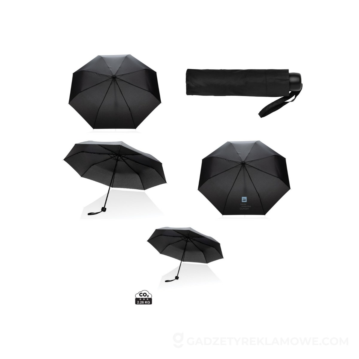 Mały parasol manualny 21" Impact AWARE rPET - czarny