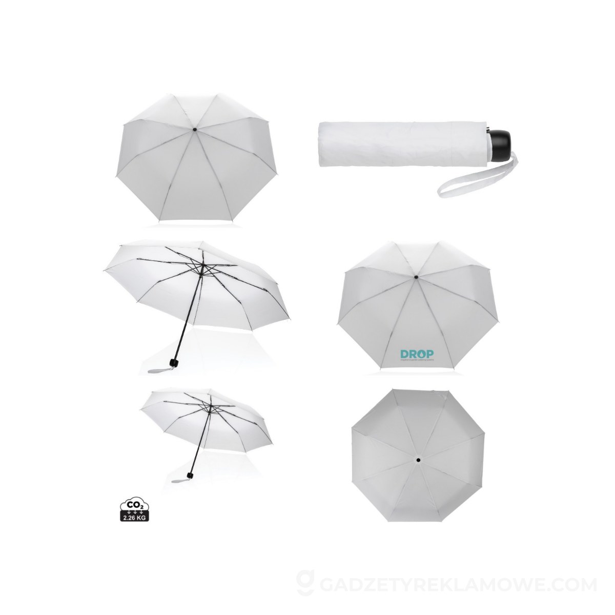 Mały parasol manualny 21" Impact AWARE rPET - biały