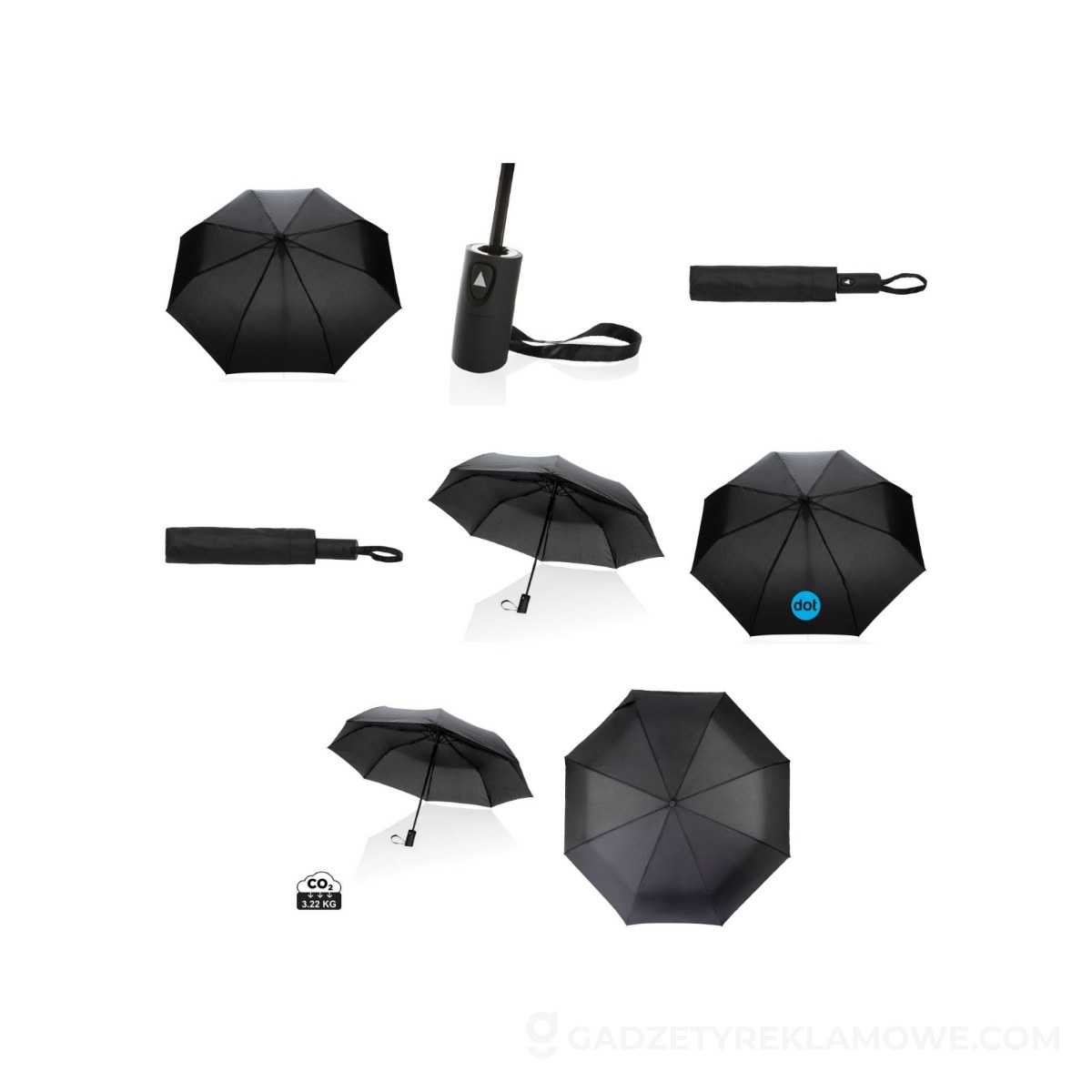 Mały parasol automatyczny 21" Impact AWARE™ rPET - czarny