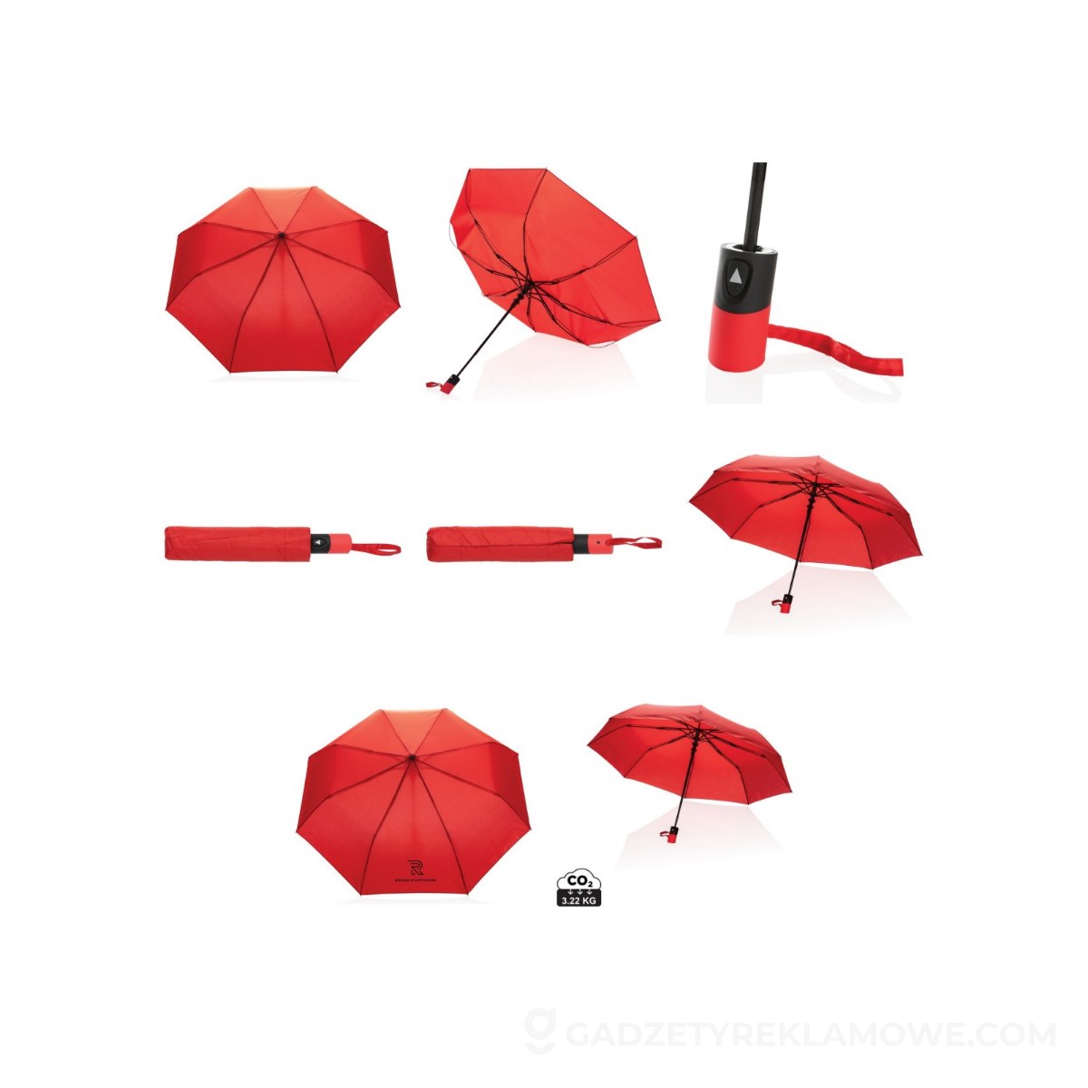 Mały parasol automatyczny 21" Impact AWARE™ rPET - czerwony