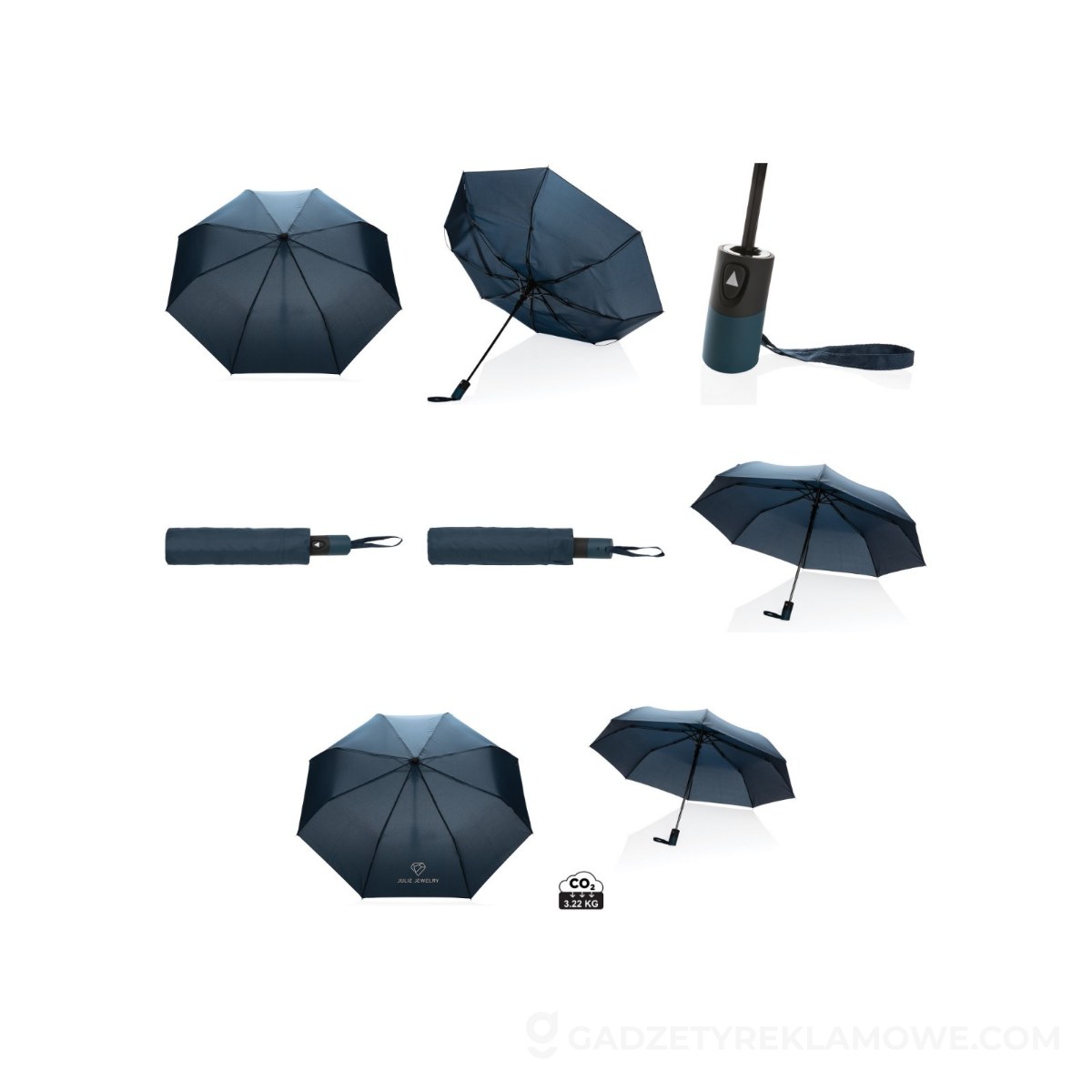 Mały parasol automatyczny 21" Impact AWARE™ rPET - niebieski