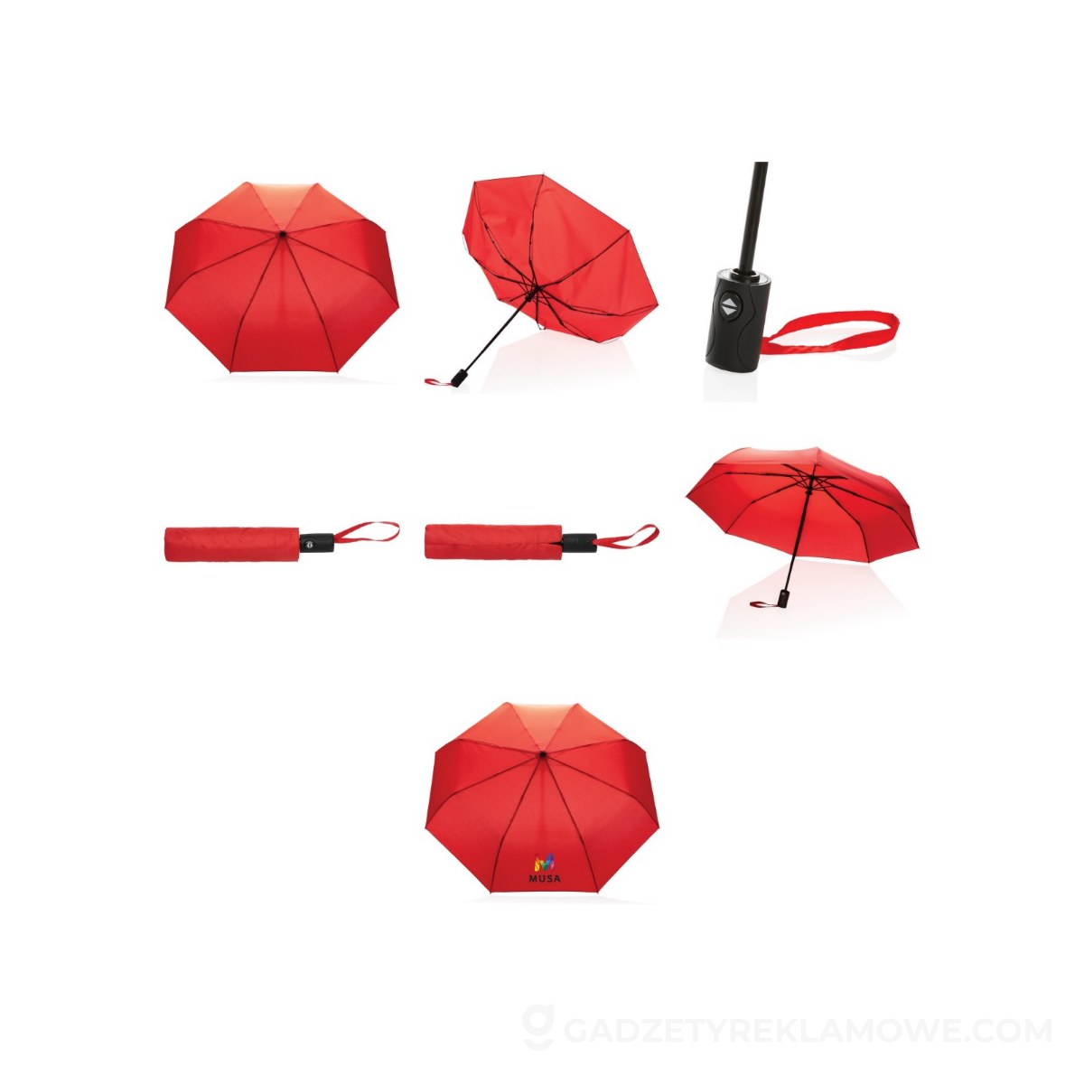 Parasol automatyczny 21" Impact AWARE™ rPET - czerwony